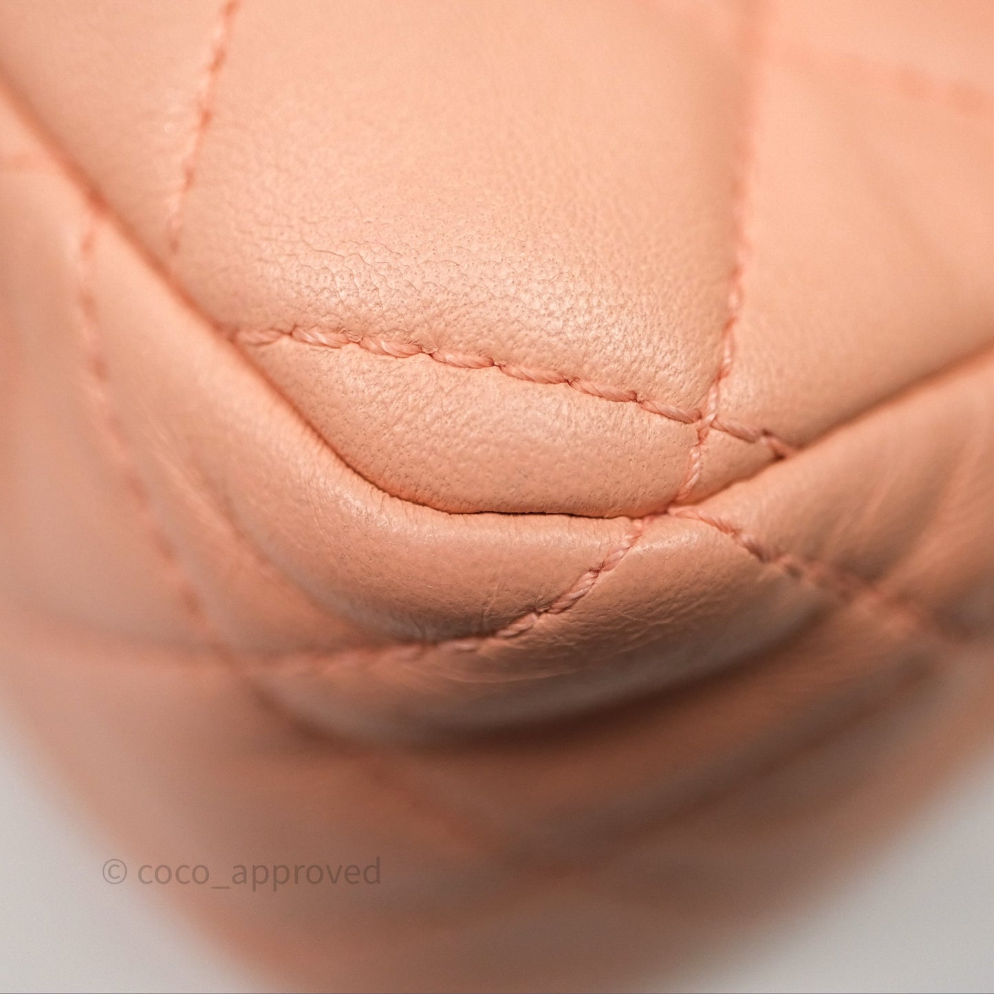 Chanel Mini Rectangular Pearl Crush Quilted Peach Lambskin Aged Gold Hardware