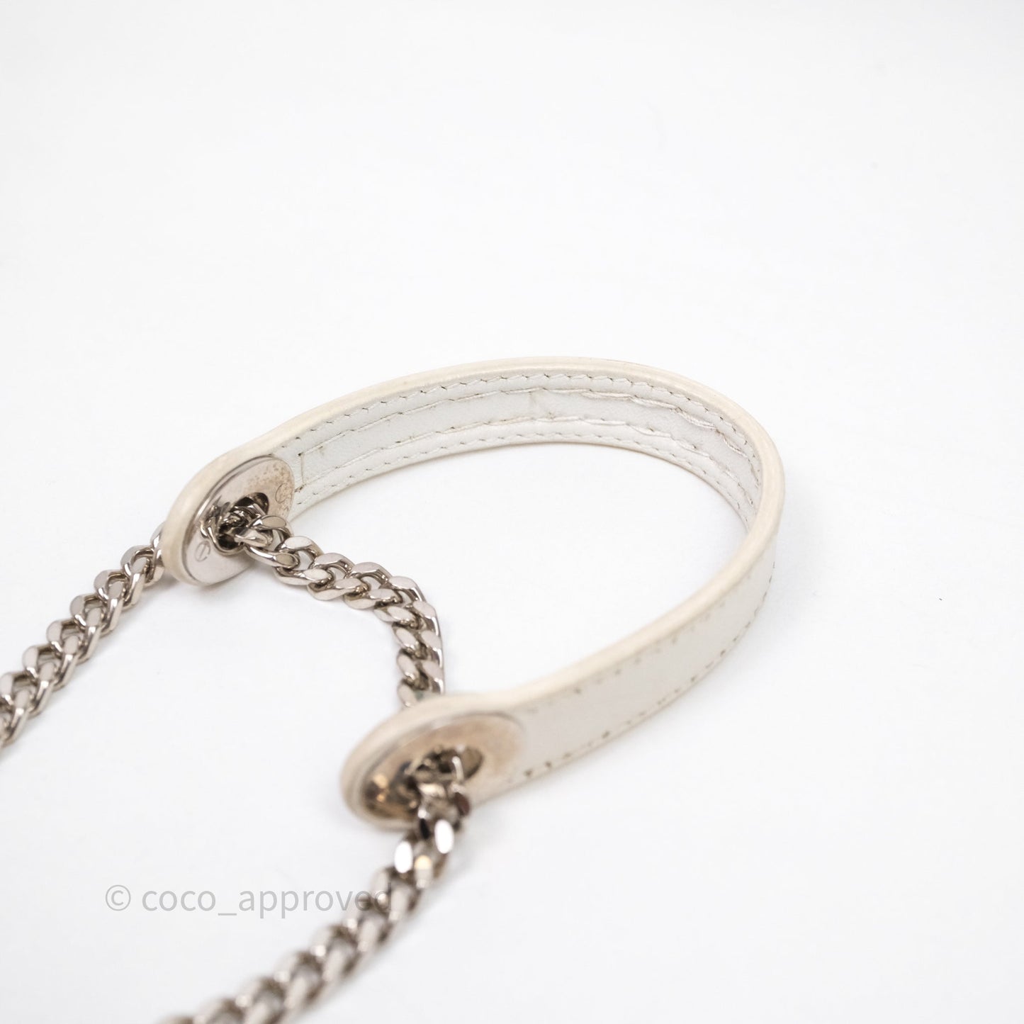 Christian Dior Cannage Mini Lady Dior White Silver Hardware