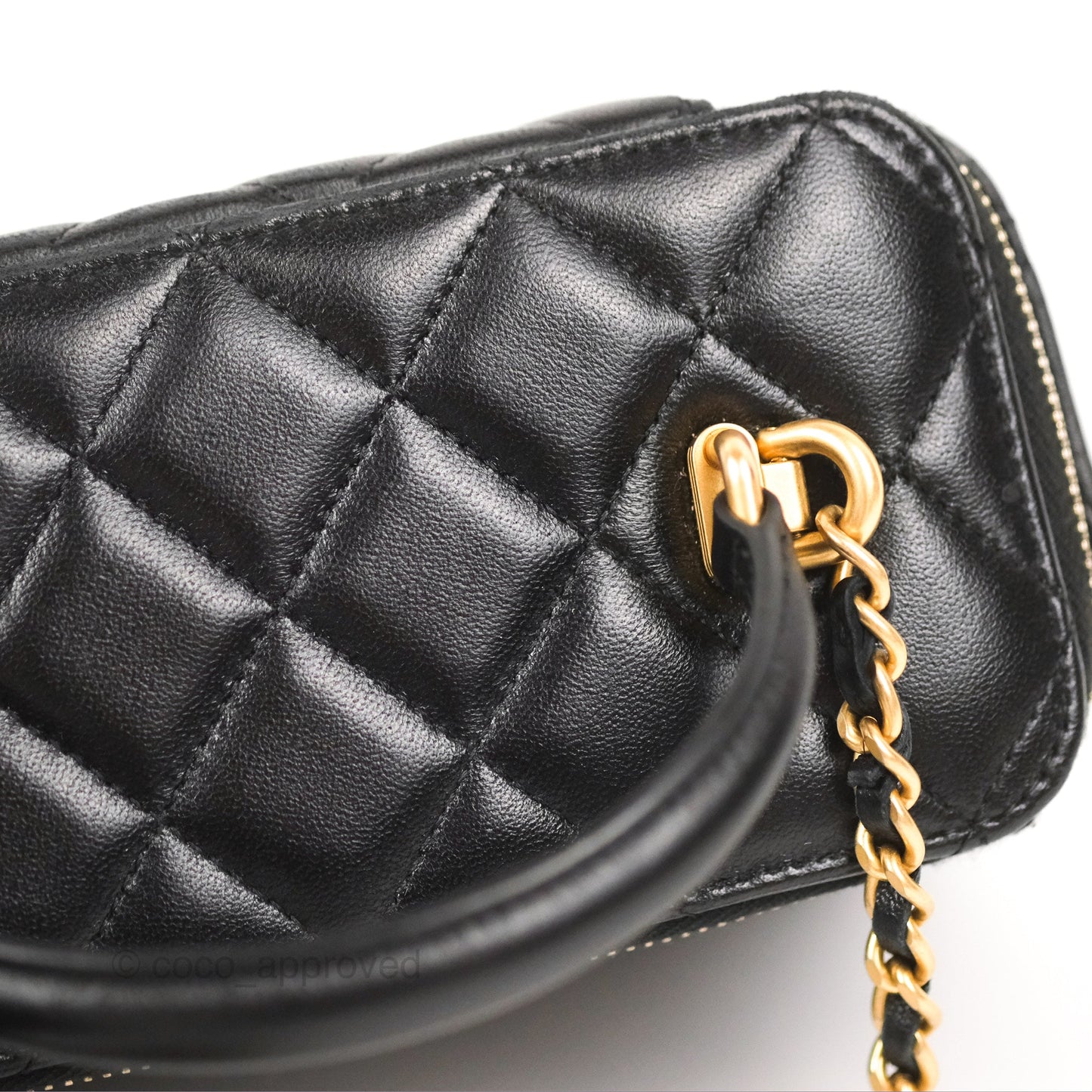 Chanel Vanity Rectangular Top Handle Black Lambskin Gold Hardware