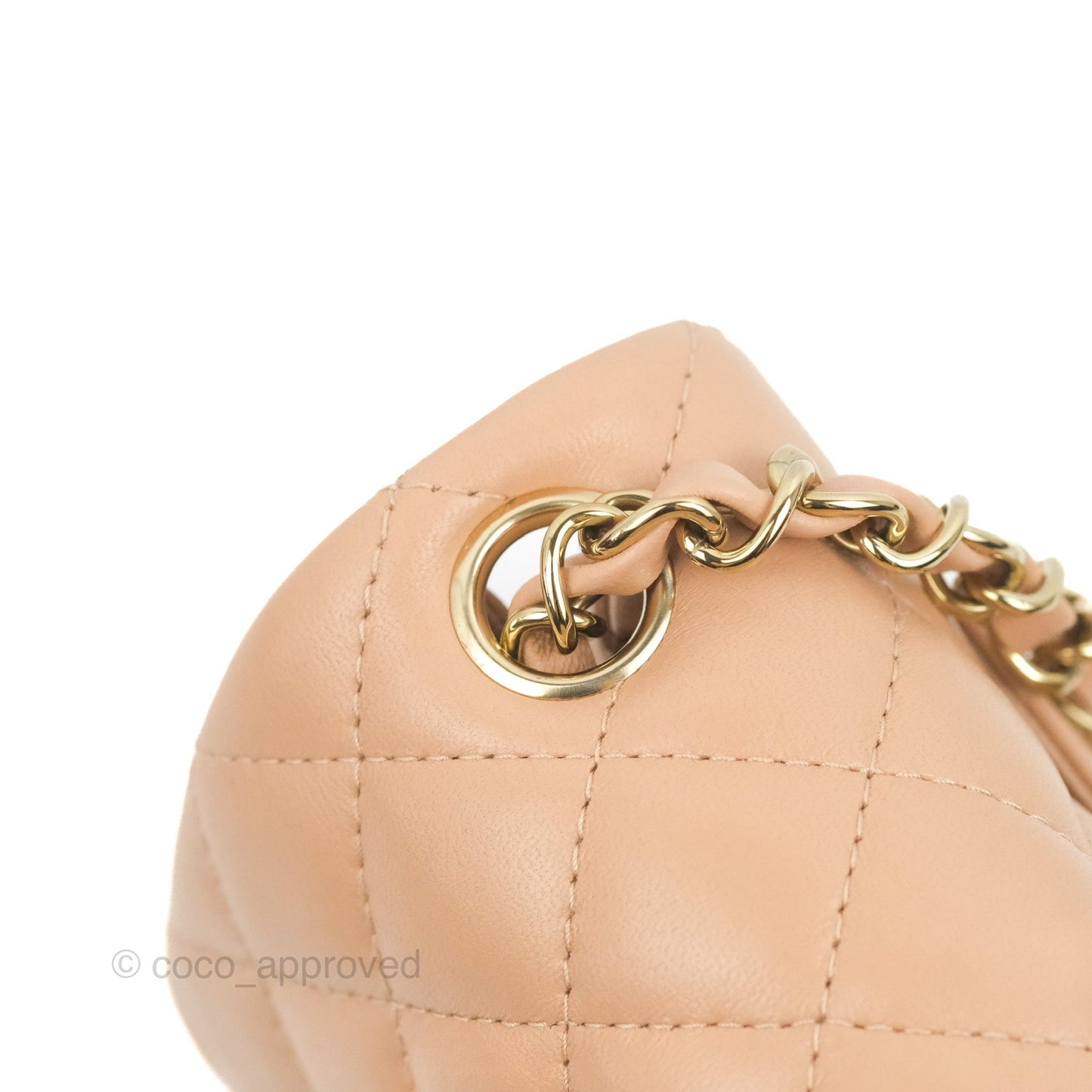 Chanel Mini Square Beige Lambskin Gold Hardware 21A