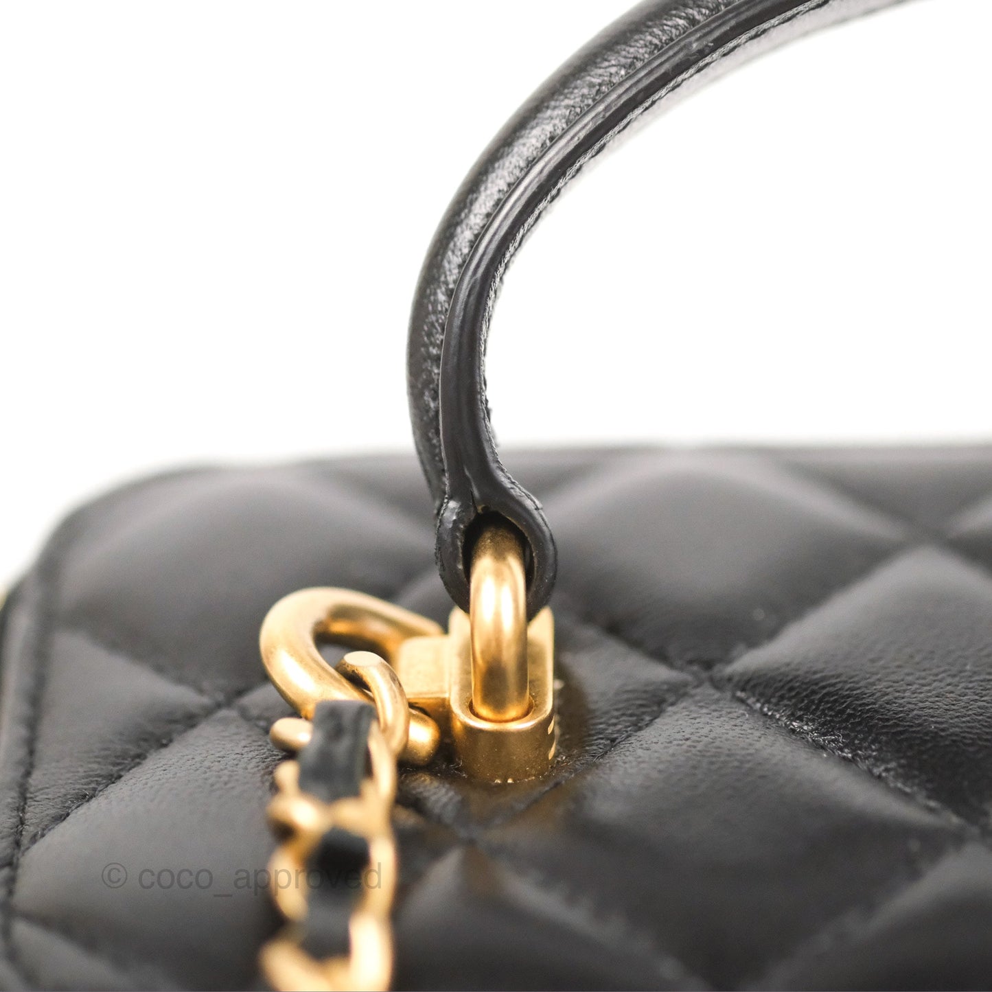 Chanel Vanity Rectangular Top Handle Black Lambskin Gold Hardware