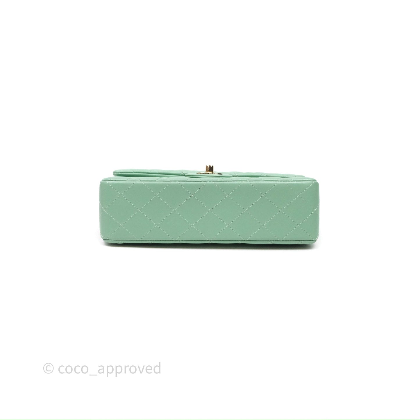 Chanel Small Classic Flap Quilted Mint Green Lambskin Gold Hardware