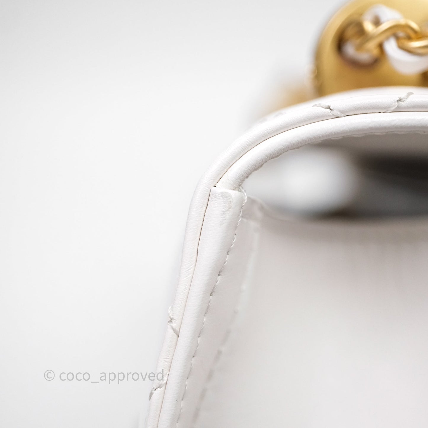 Chanel Mini Perfect Fit Adjustable Chain White Calfskin Aged Gold Hardware