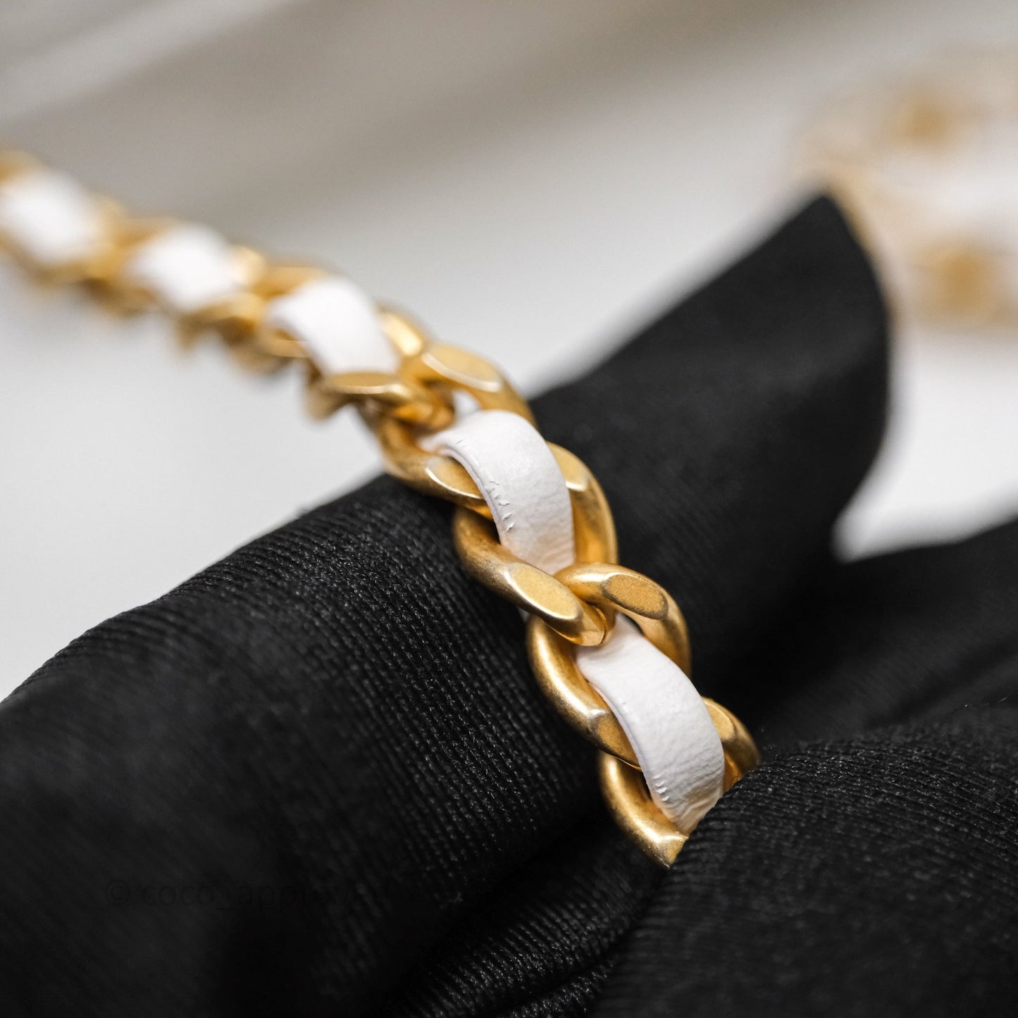 Chanel Mini Perfect Fit Adjustable Chain White Calfskin Aged Gold Hardware