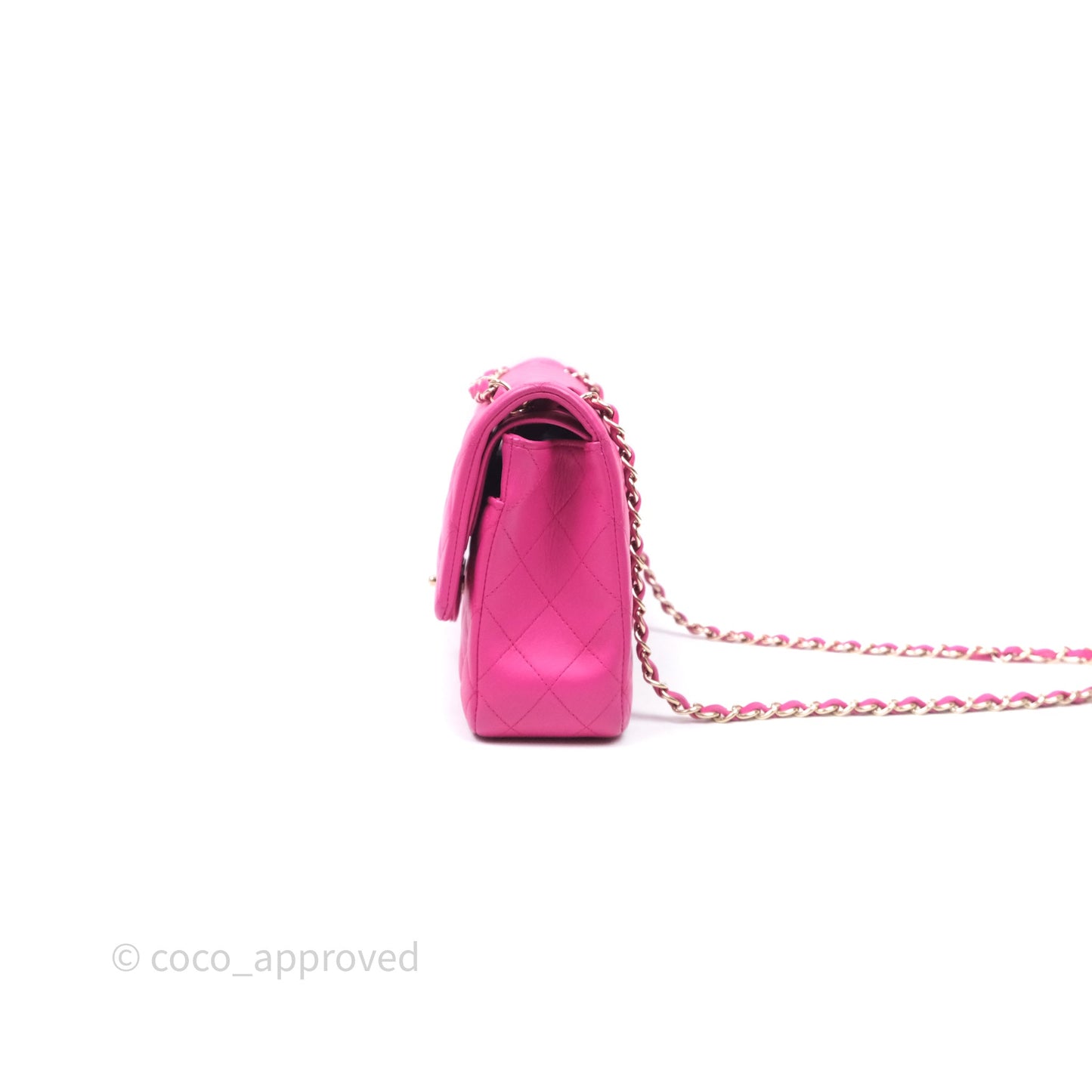 Chanel Classic M/L Medium Flap Quilted Hot Pink Lambskin Gold Hardware