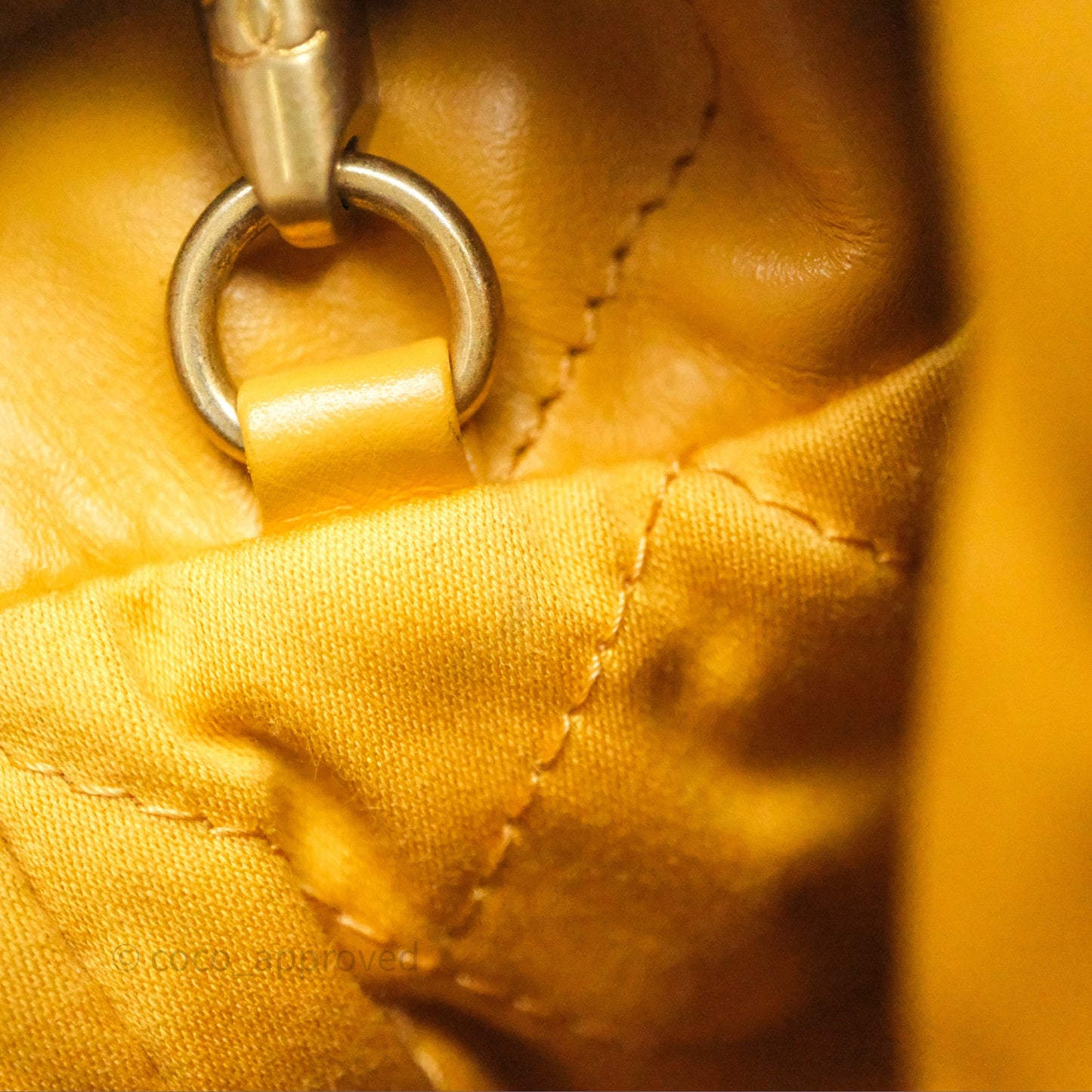 Chanel 22 Mini Bag Mustard Yellow Crumpled Calfskin Aged Gold Hardware