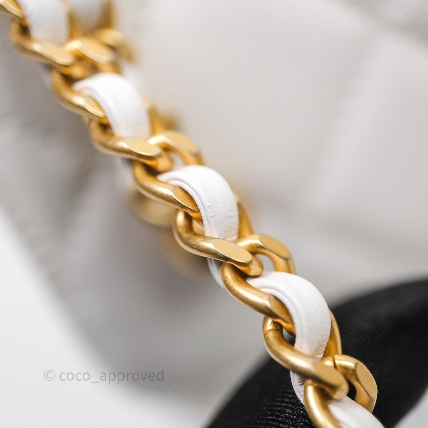 Chanel Mini Perfect Fit Adjustable Chain White Calfskin Aged Gold Hardware