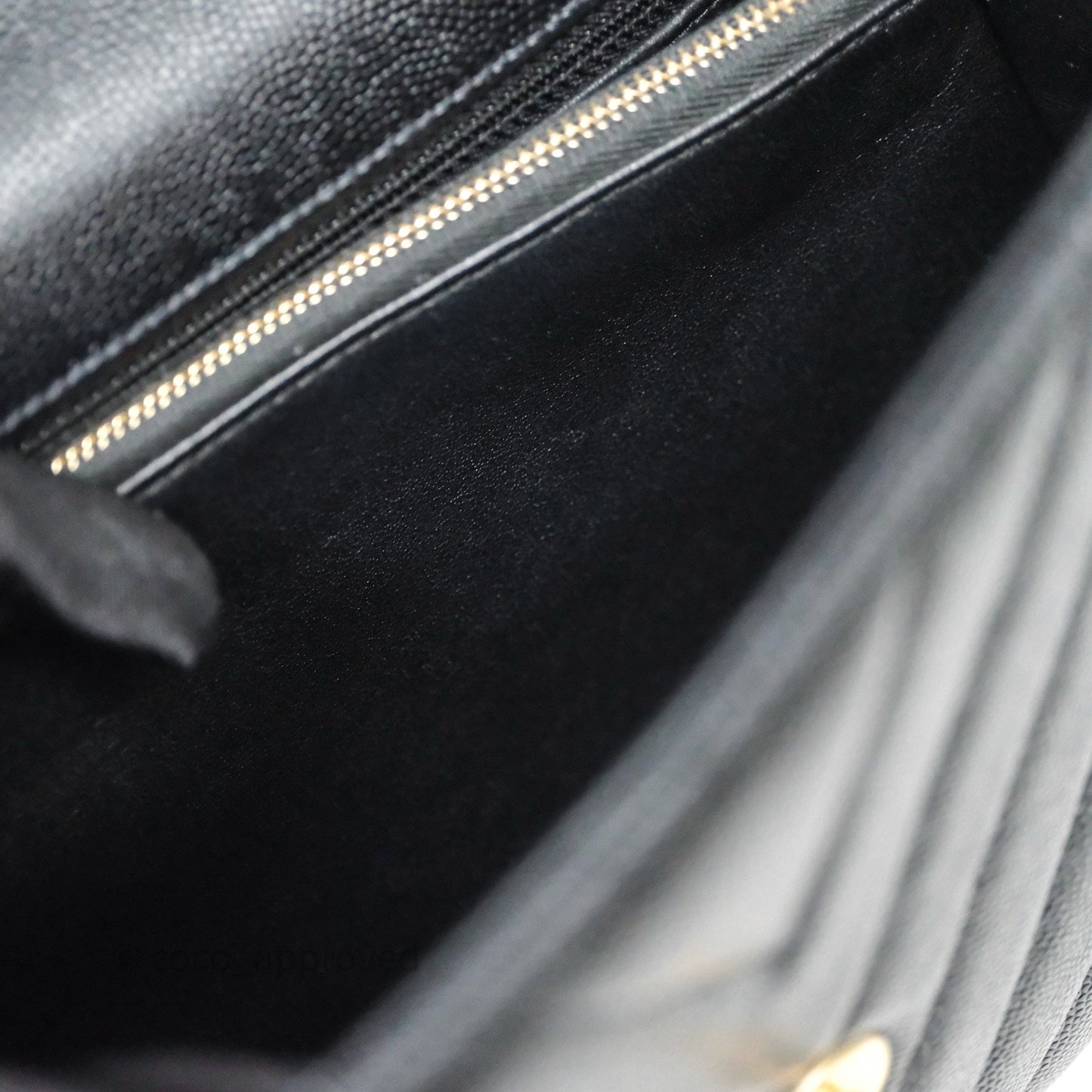 Chanel Medium Quilted Coco Handle Chevron Black Caviar Aged Gold Hardware Lizard Handle