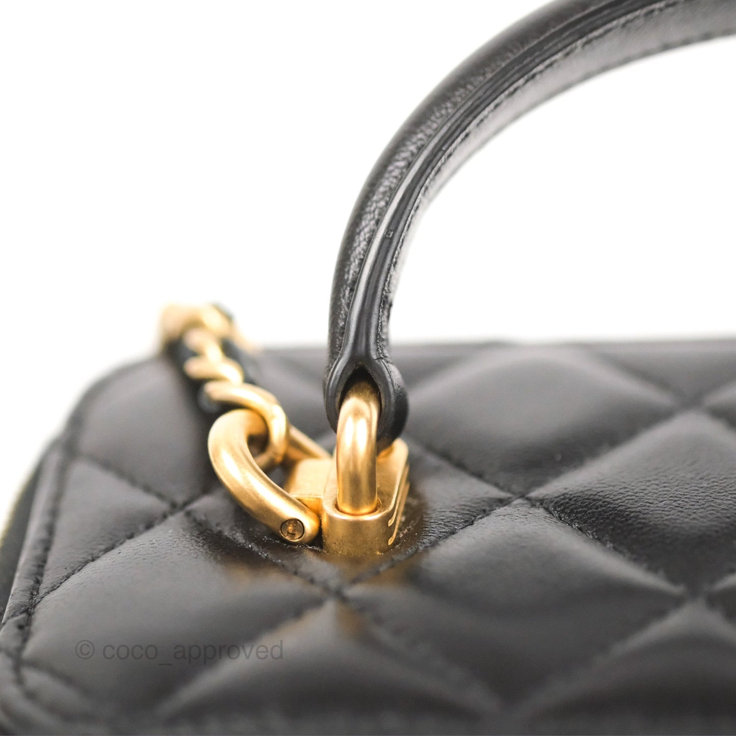 Chanel Vanity Rectangular Top Handle Black Lambskin Gold Hardware
