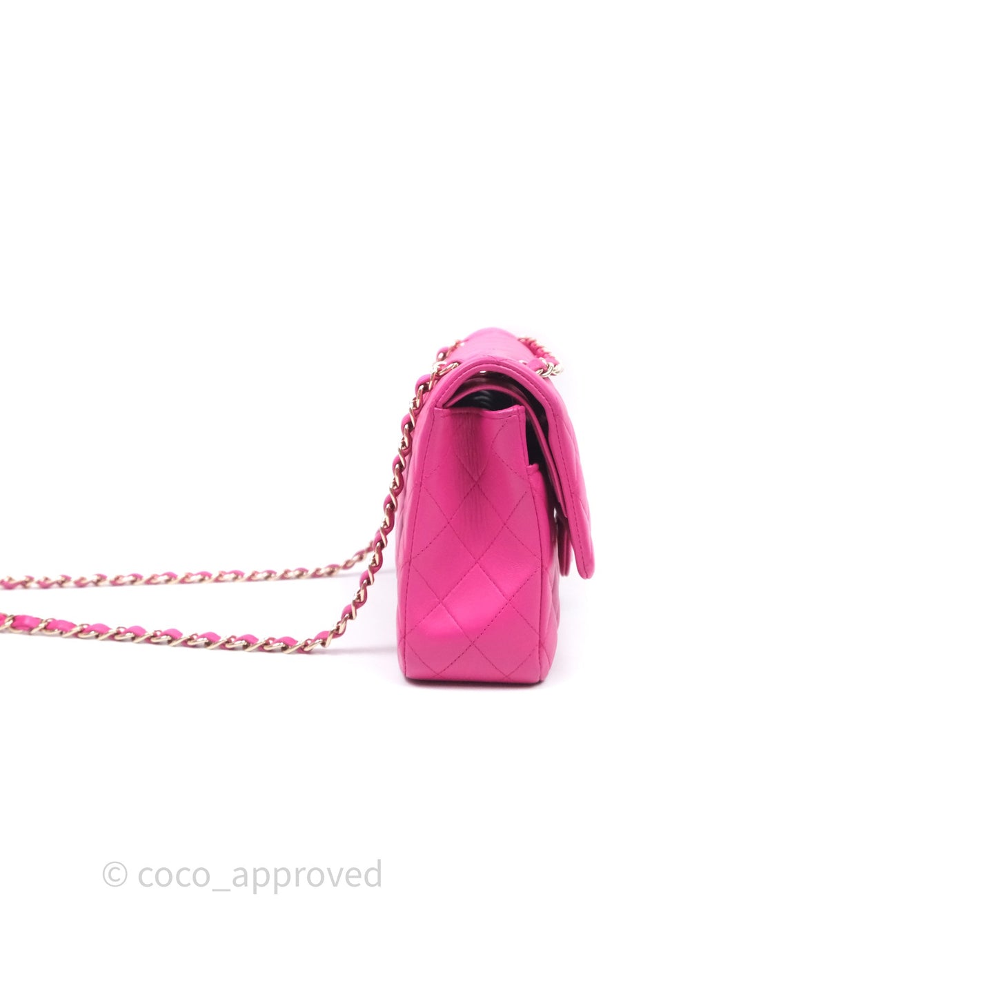 Chanel Classic M/L Medium Flap Quilted Hot Pink Lambskin Gold Hardware