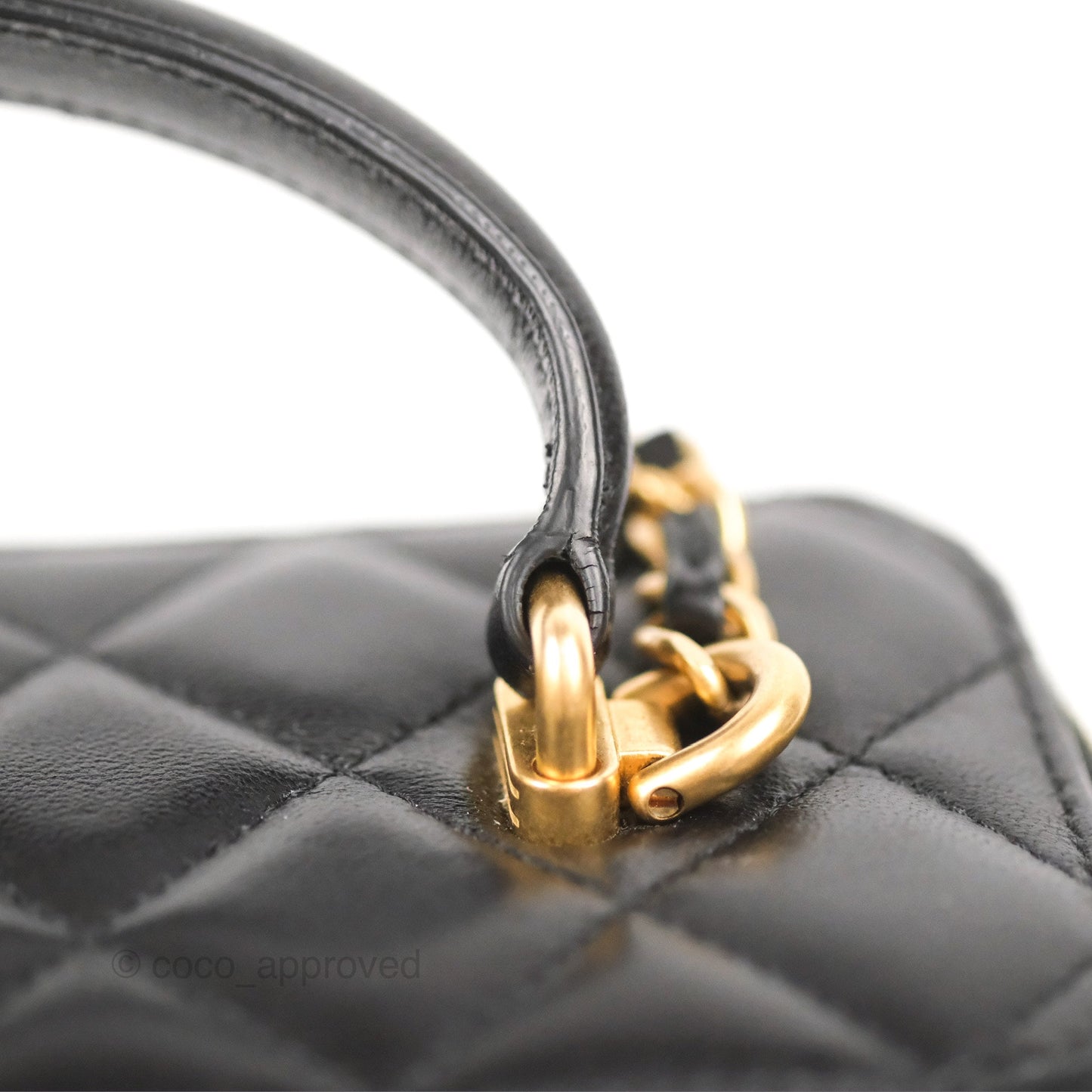 Chanel Vanity Rectangular Top Handle Black Lambskin Gold Hardware