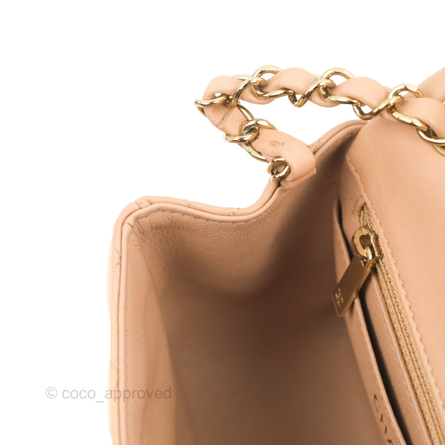 Chanel Mini Square Beige Lambskin Gold Hardware 21A