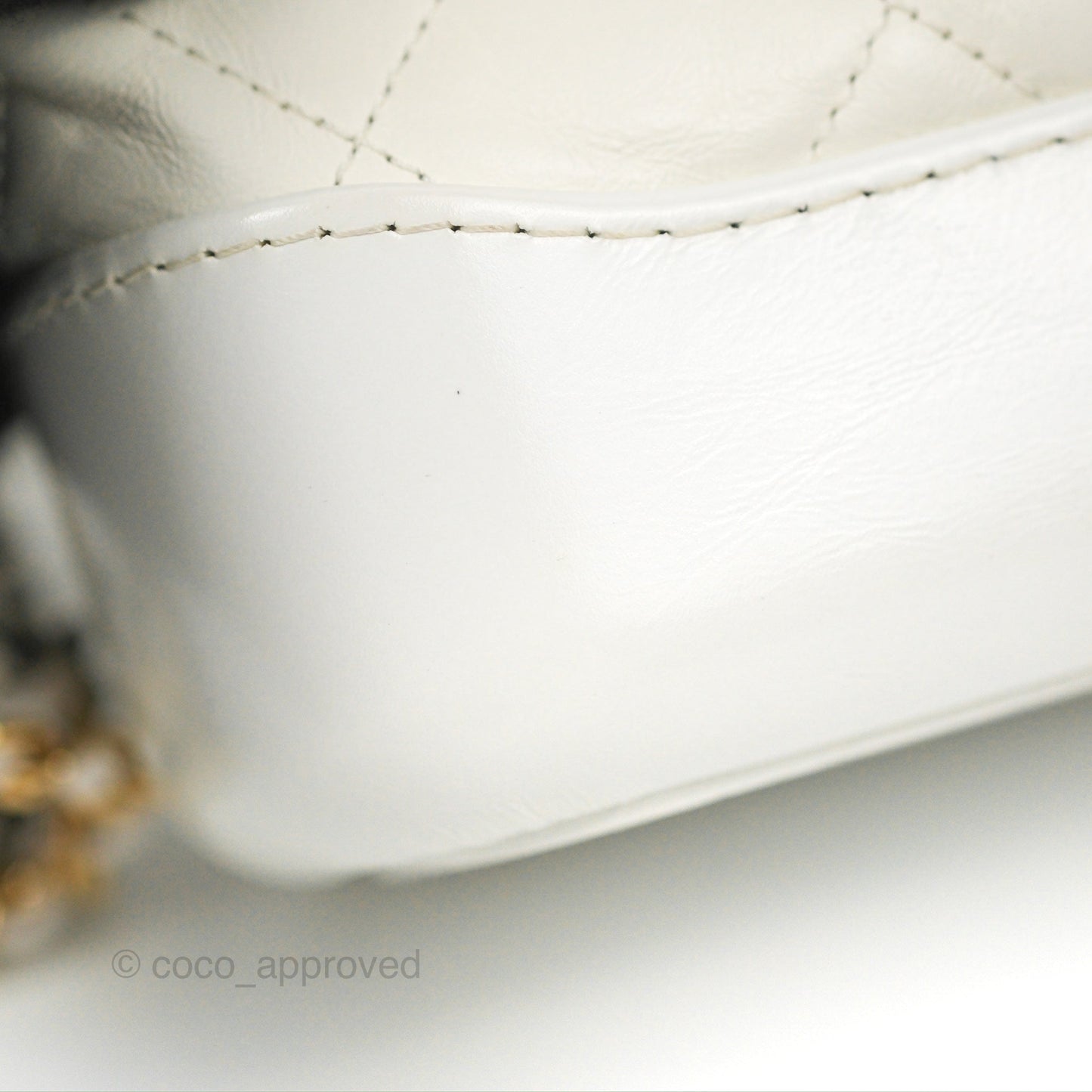 Chanel Quilted Small Gabrielle Hobo White Aged Calfskin Mixed Hardware