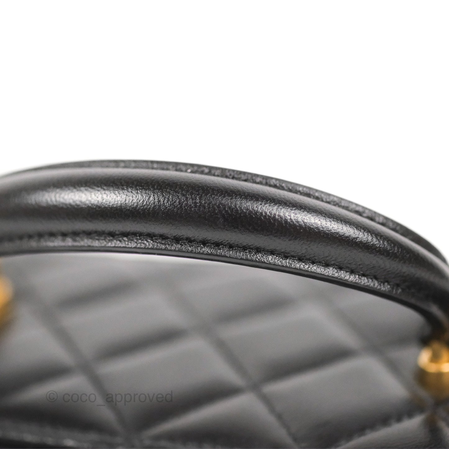 Chanel Vanity Rectangular Top Handle Black Lambskin Gold Hardware