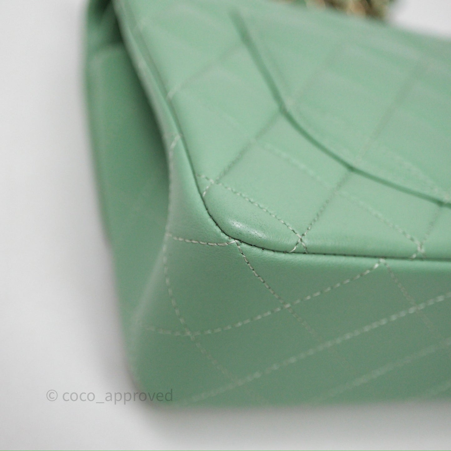 Chanel Small Classic Flap Quilted Mint Green Lambskin Gold Hardware