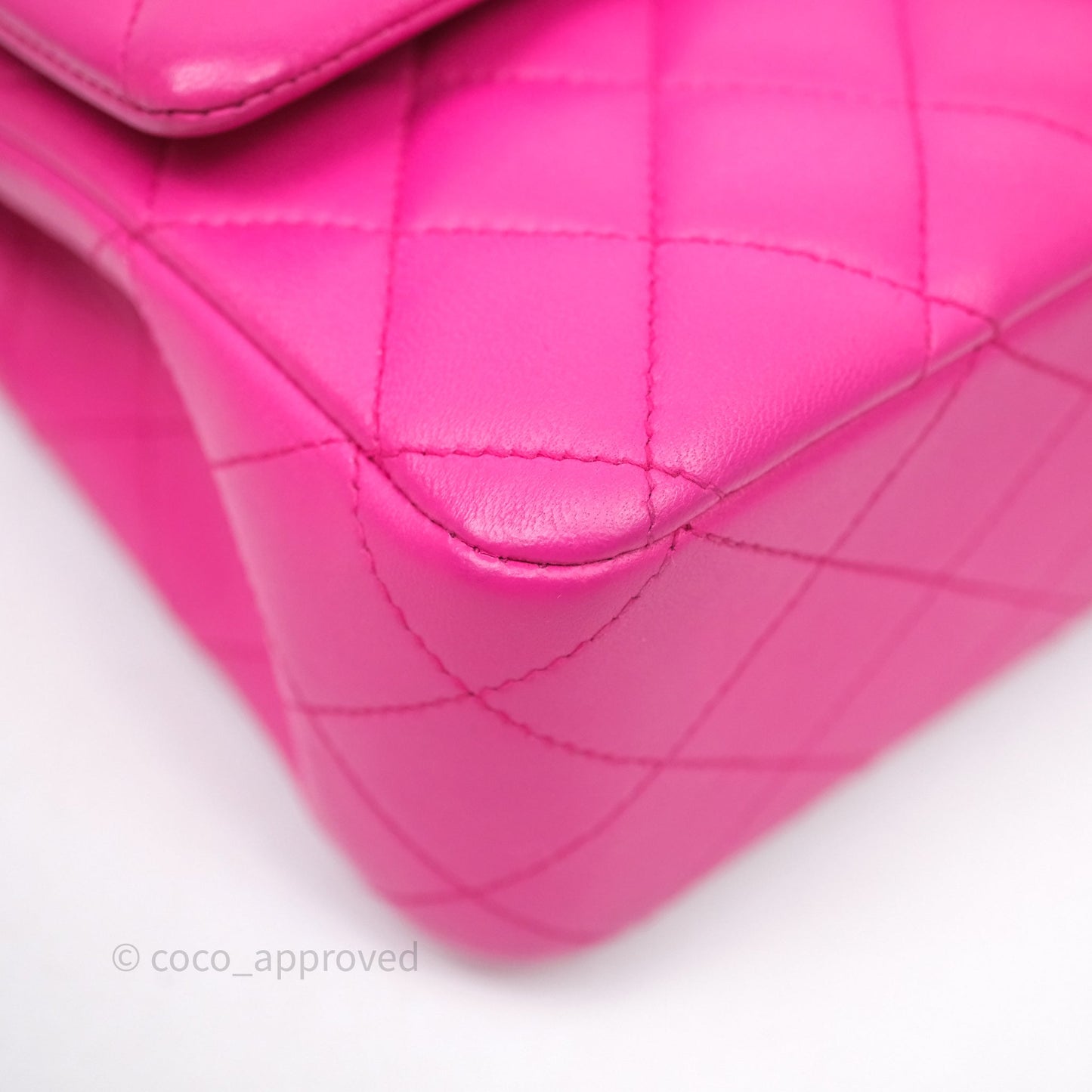 Chanel Classic M/L Medium Flap Quilted Hot Pink Lambskin Gold Hardware
