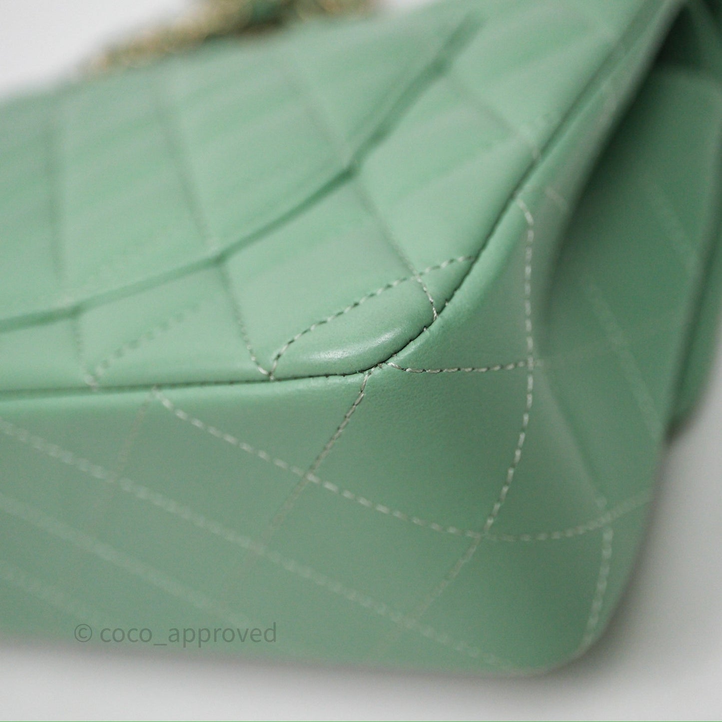 Chanel Small Classic Flap Quilted Mint Green Lambskin Gold Hardware