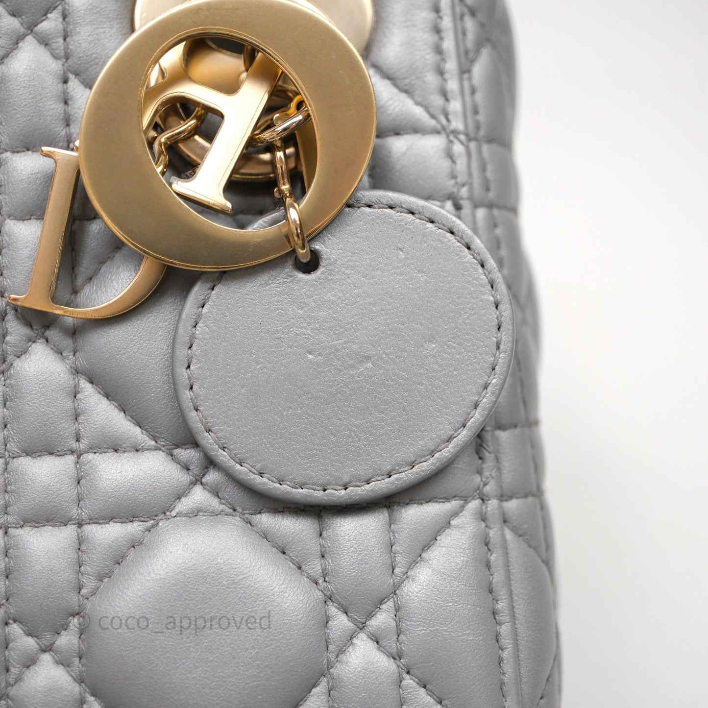 Christian Dior Mini Lady Dior Iridescent Grey Lambskin Cannage Gold Hardware