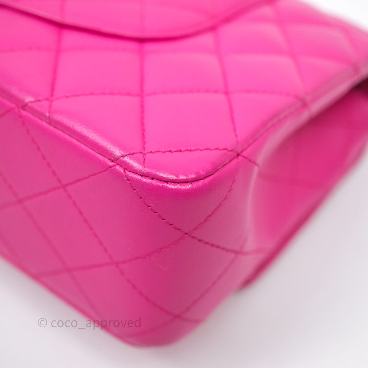 Chanel Classic M/L Medium Flap Quilted Hot Pink Lambskin Gold Hardware