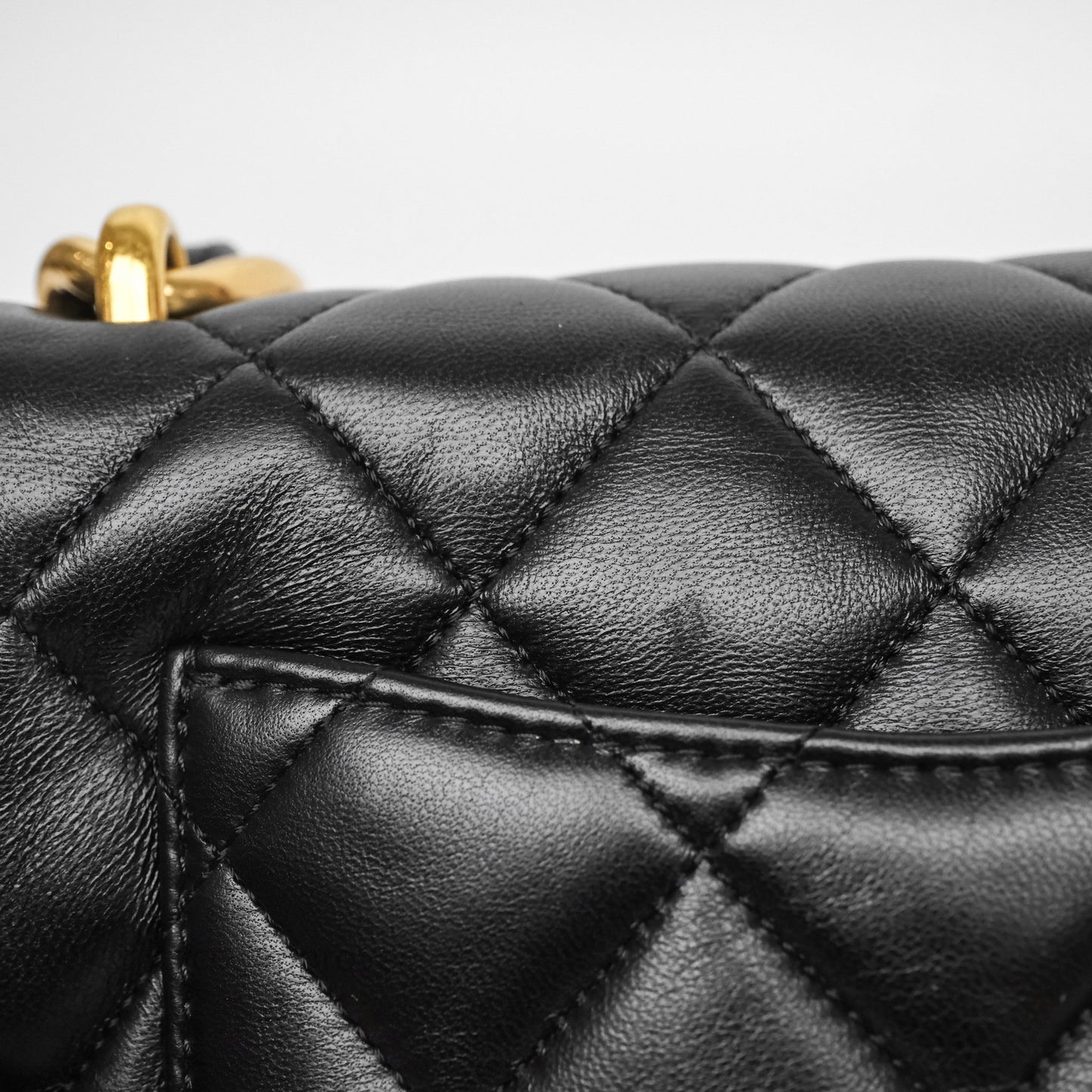 Chanel Small CC Funky Town Flap Quilted Black Lambskin Aged Gold Hardware