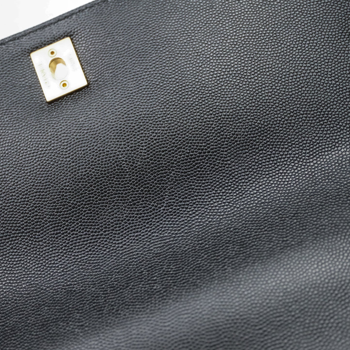 Chanel Medium Quilted Coco Handle Chevron Black Caviar Aged Gold Hardware Lizard Handle