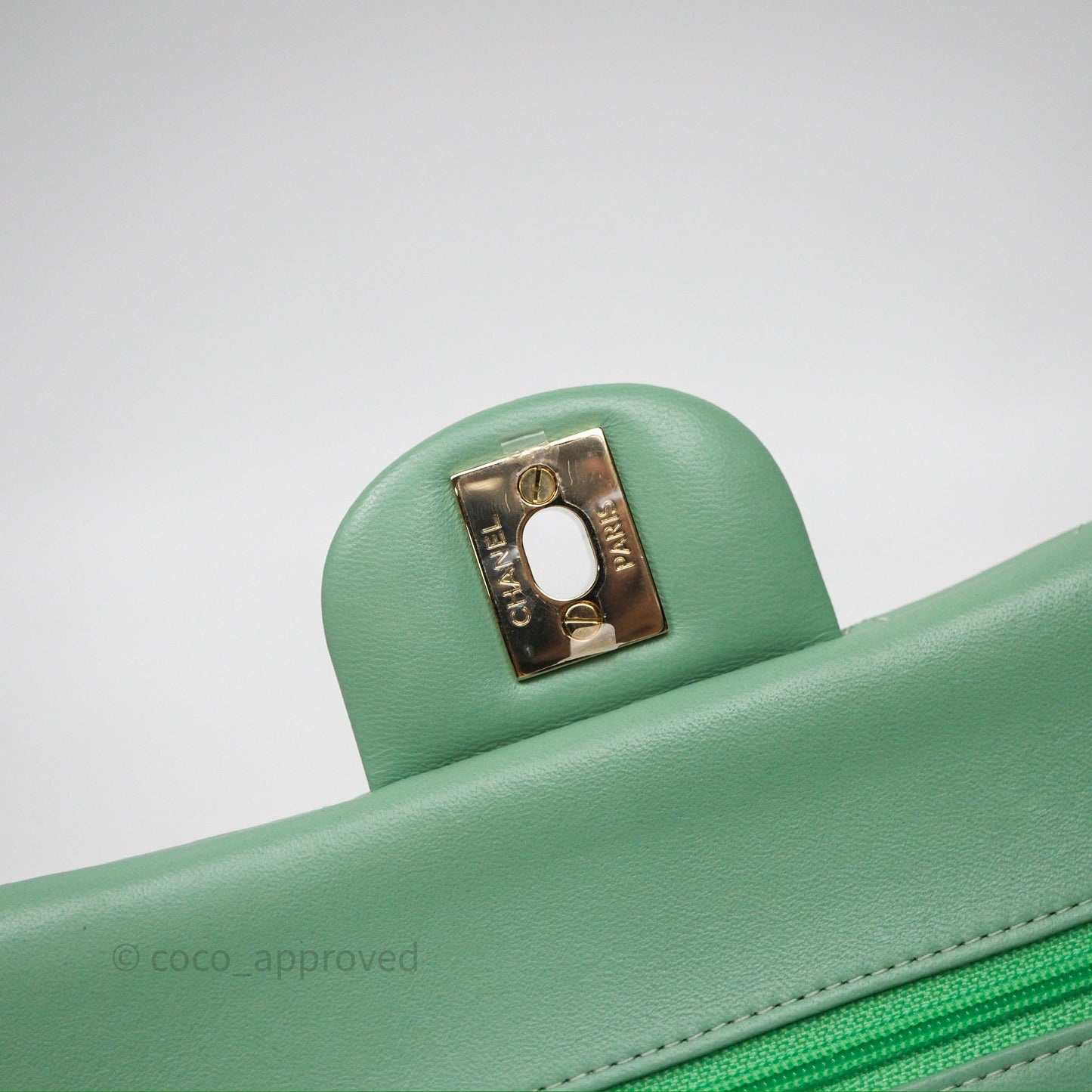Chanel Small Classic Flap Quilted Mint Green Lambskin Gold Hardware