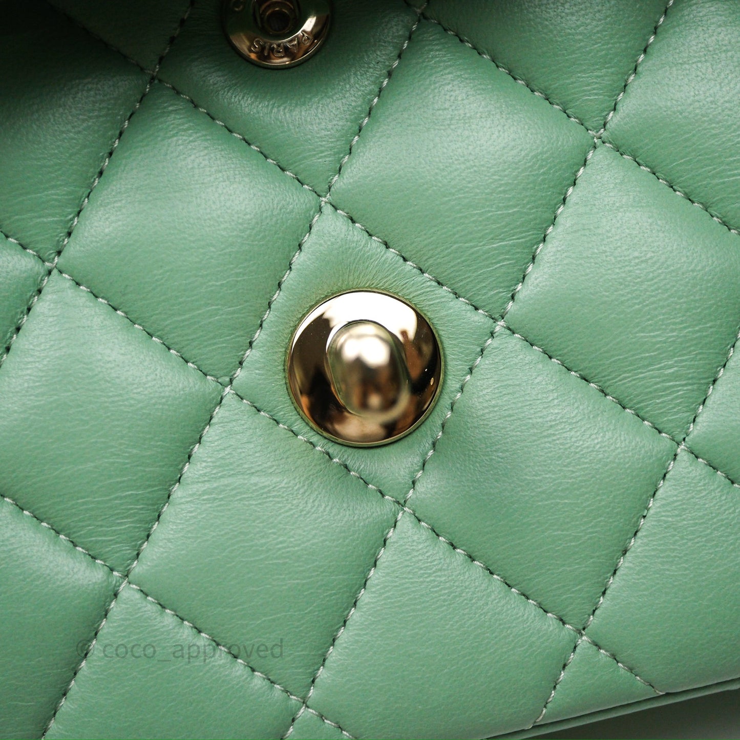 Chanel Small Classic Flap Quilted Mint Green Lambskin Gold Hardware