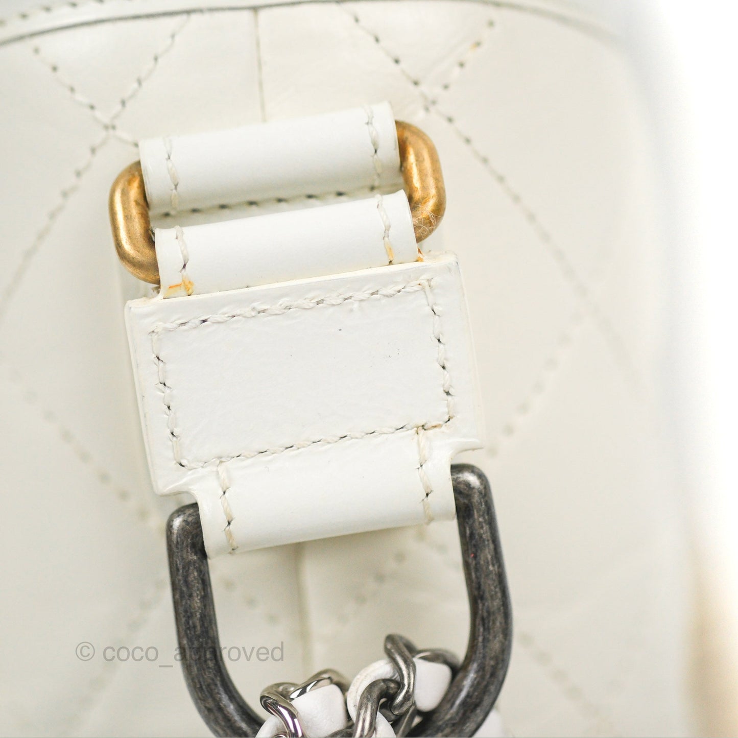 Chanel Quilted Small Gabrielle Hobo White Aged Calfskin Mixed Hardware