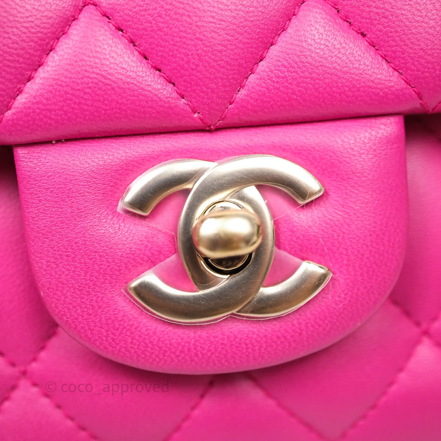 Chanel Classic M/L Medium Flap Quilted Hot Pink Lambskin Gold Hardware
