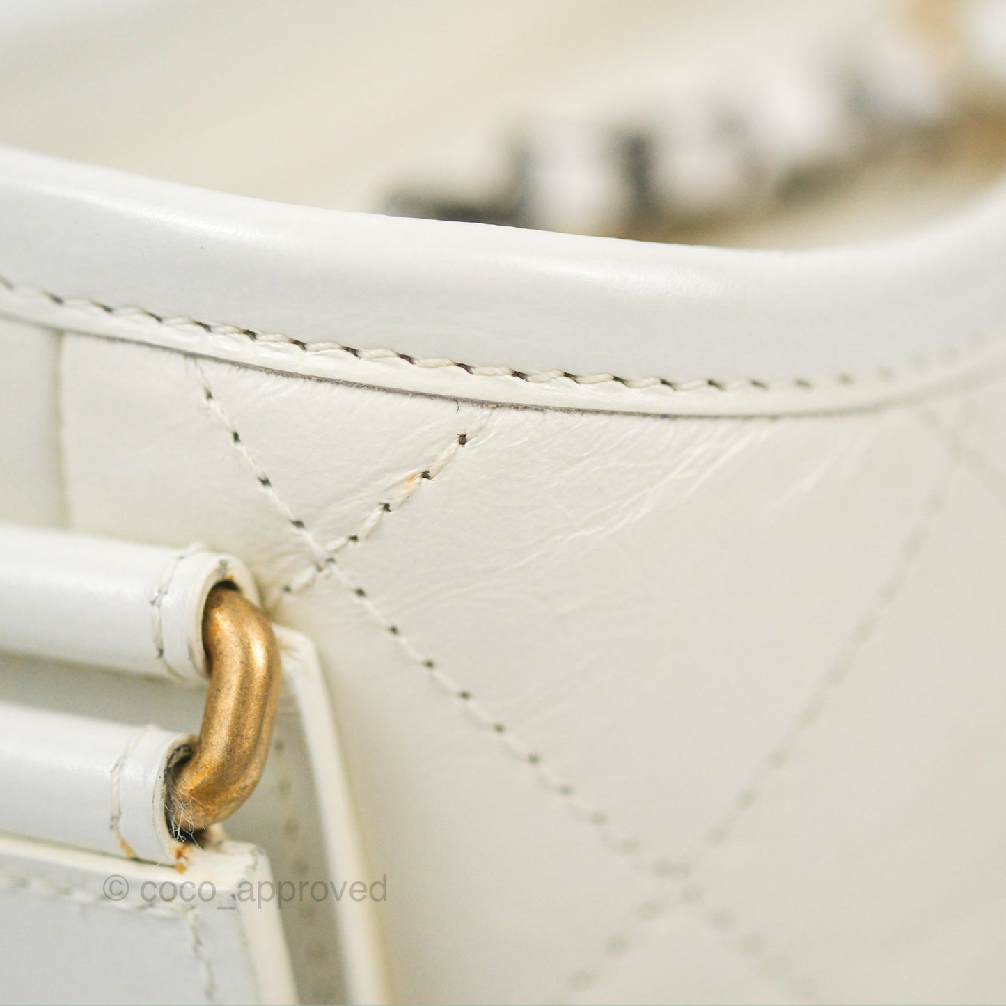 Chanel Quilted Small Gabrielle Hobo White Aged Calfskin Mixed Hardware