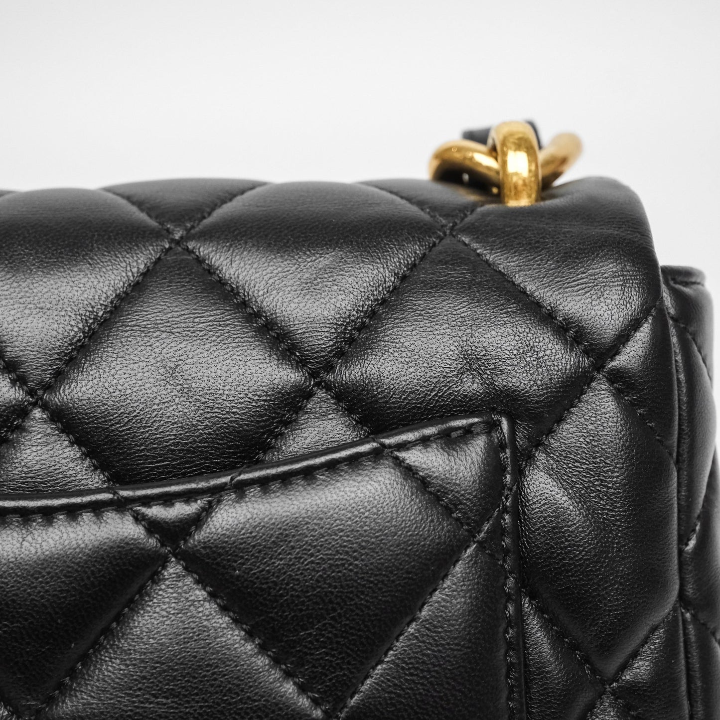 Chanel Small CC Funky Town Flap Quilted Black Lambskin Aged Gold Hardware