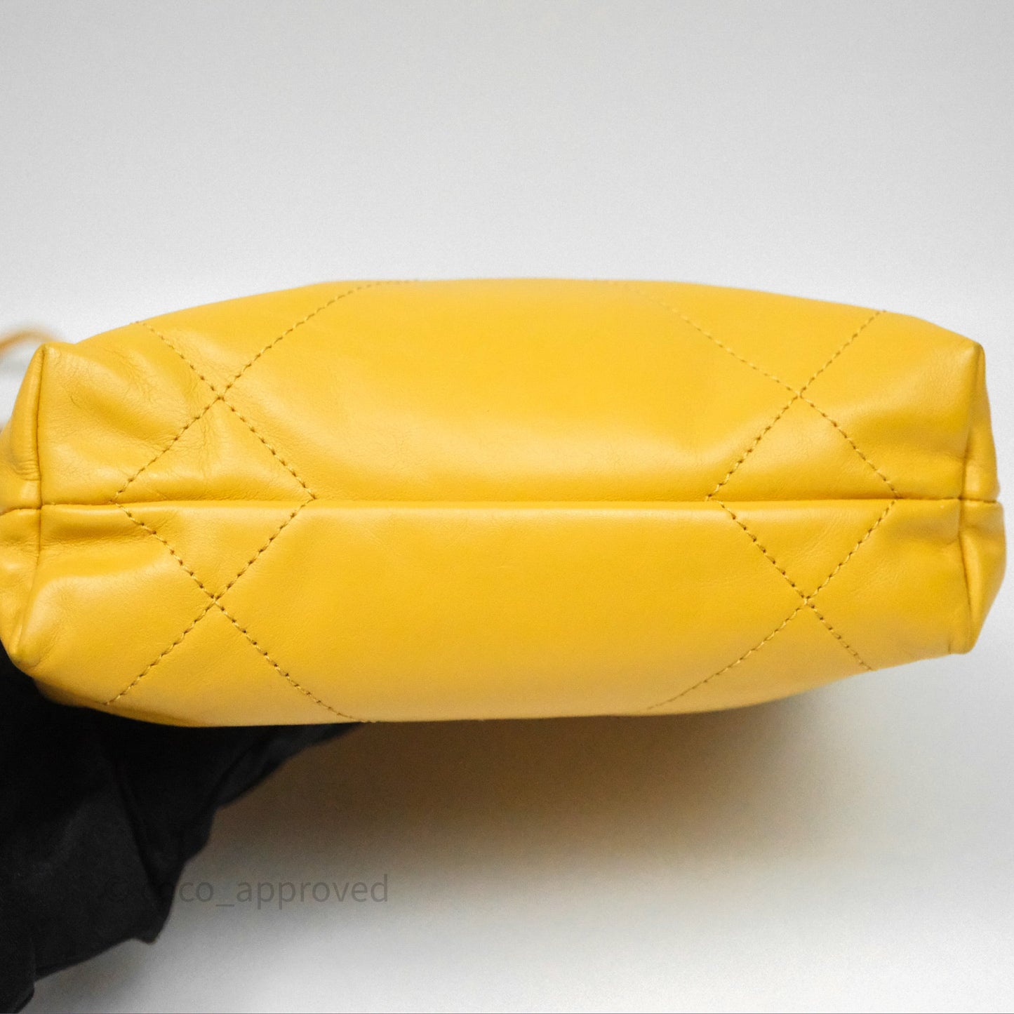Chanel 22 Mini Bag Mustard Yellow Crumpled Calfskin Aged Gold Hardware