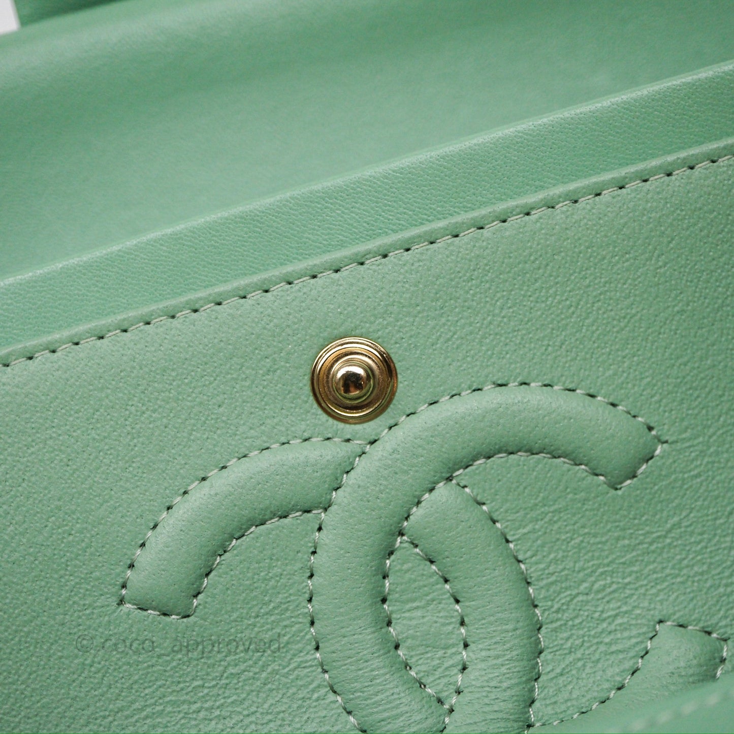 Chanel Small Classic Flap Quilted Mint Green Lambskin Gold Hardware