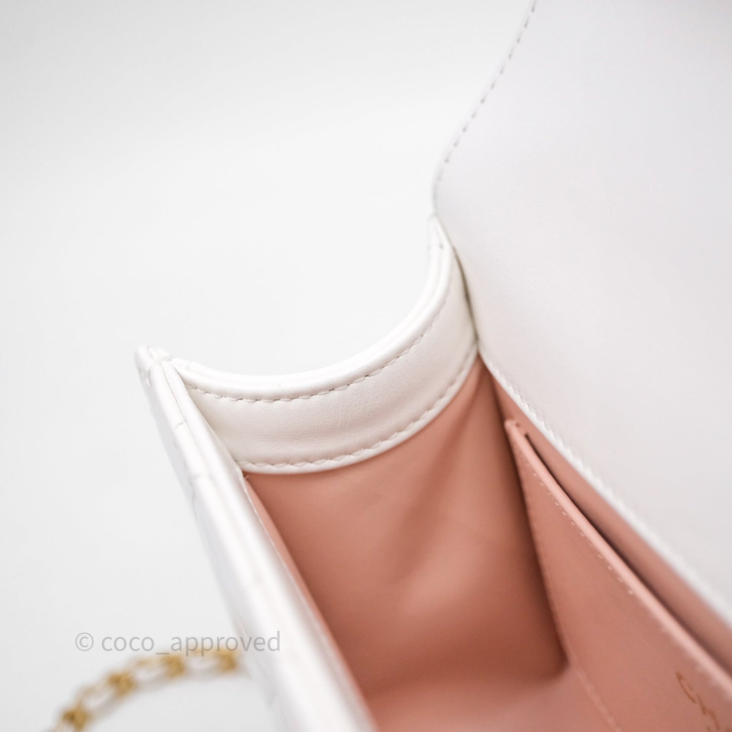 Chanel Mini Perfect Fit Adjustable Chain White Calfskin Aged Gold Hardware