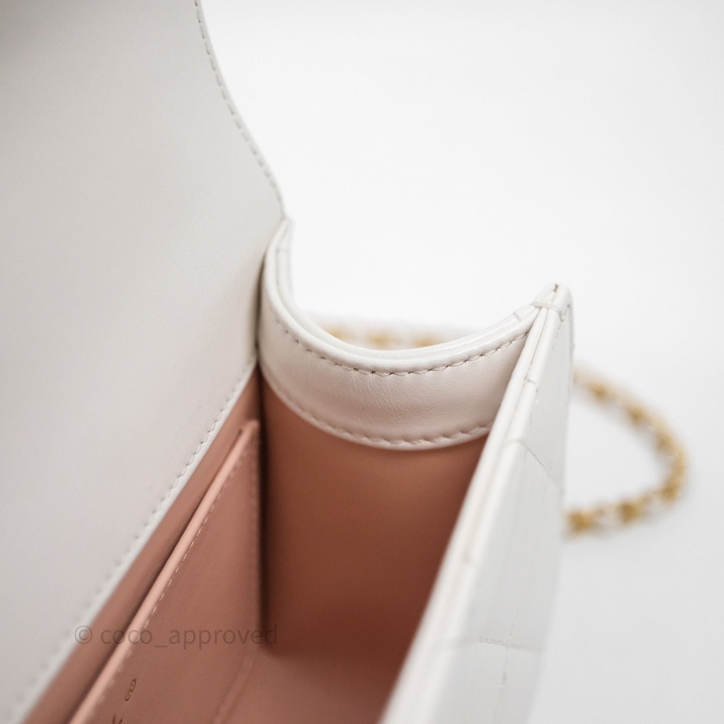 Chanel Mini Perfect Fit Adjustable Chain White Calfskin Aged Gold Hardware
