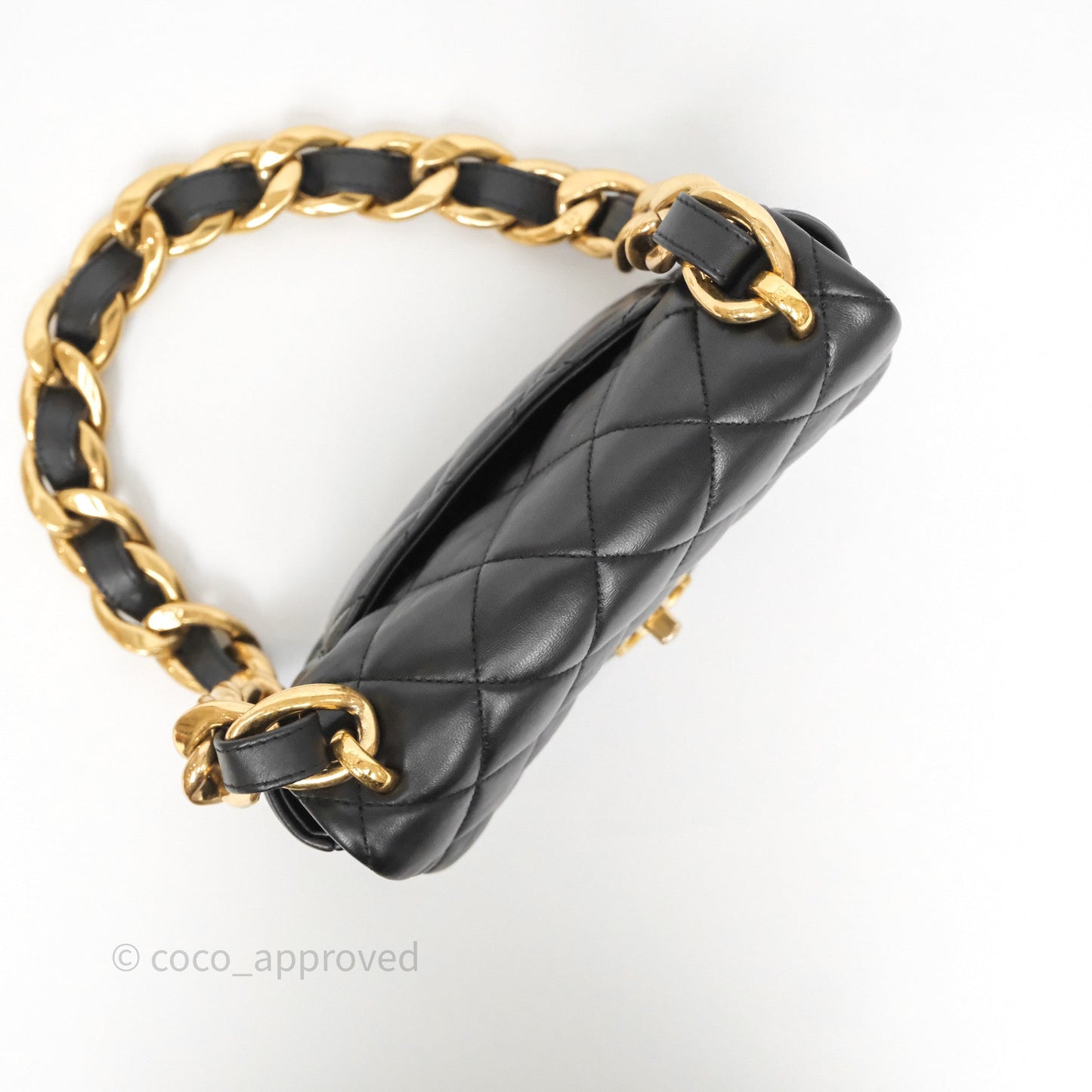 Chanel Small CC Funky Town Flap Quilted Black Lambskin Aged Gold Hardware