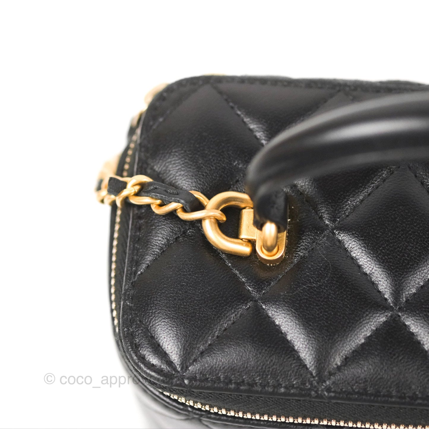 Chanel Vanity Rectangular Top Handle Black Lambskin Gold Hardware