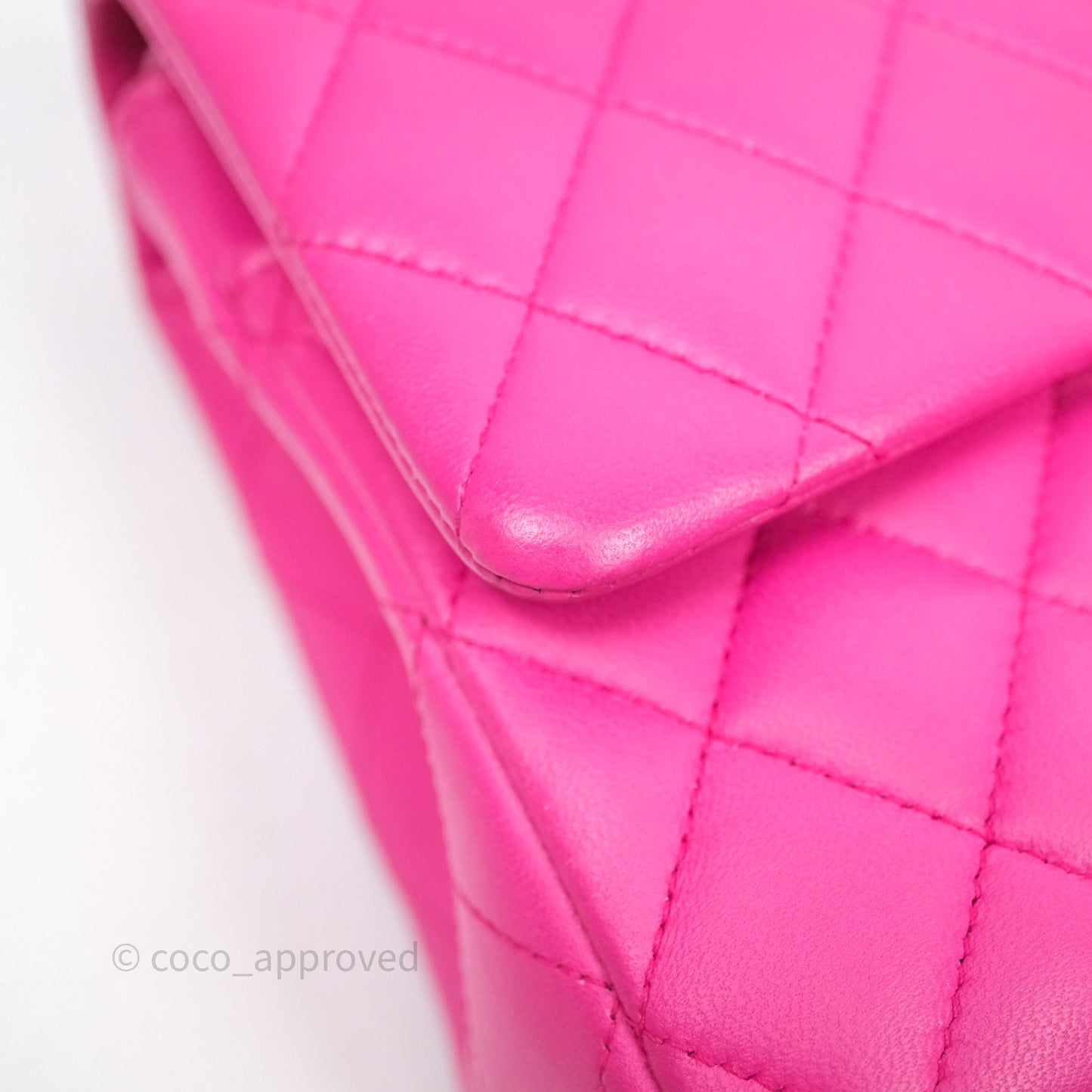Chanel Classic M/L Medium Flap Quilted Hot Pink Lambskin Gold Hardware