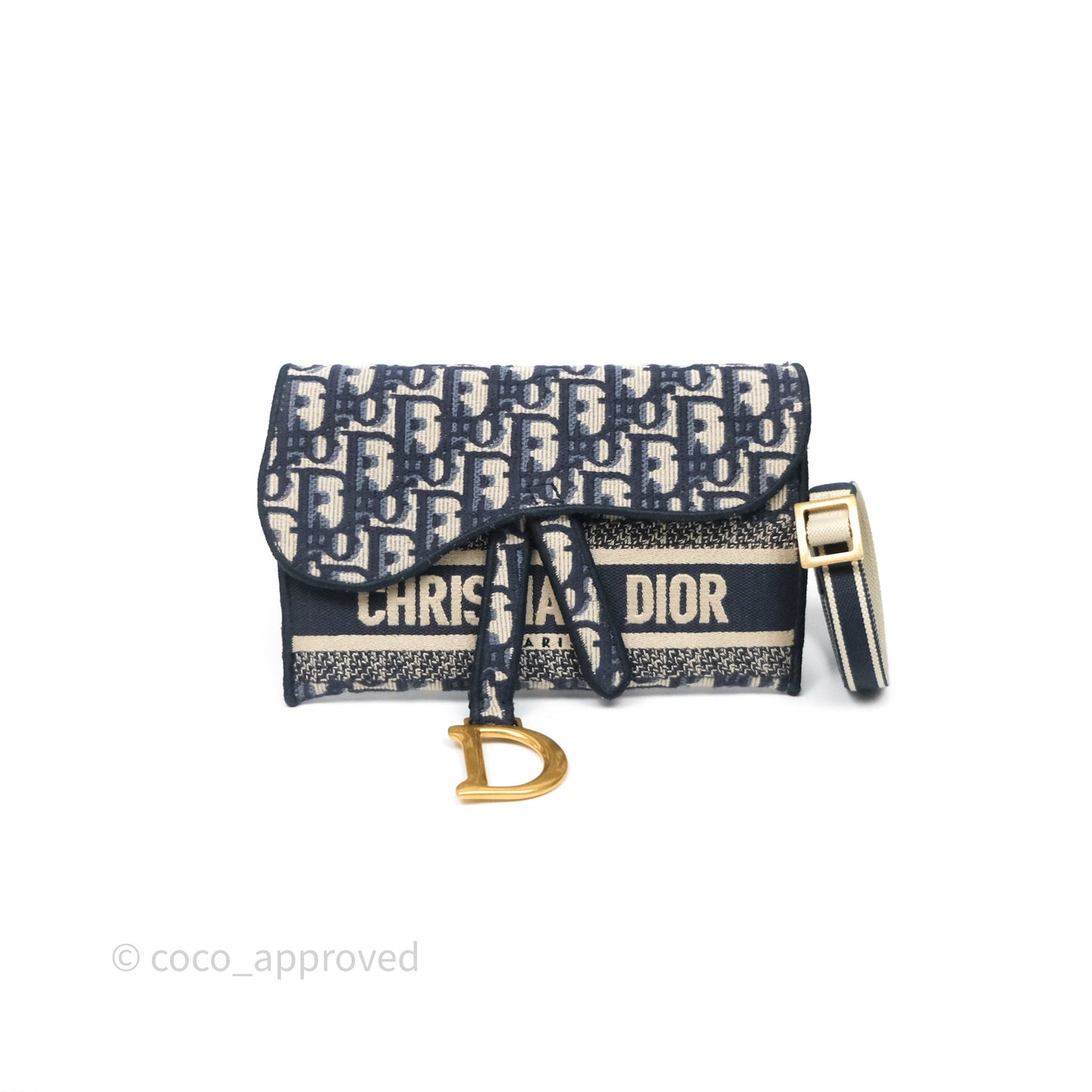Christian Dior Navy Oblique Slim Saddle Pouch