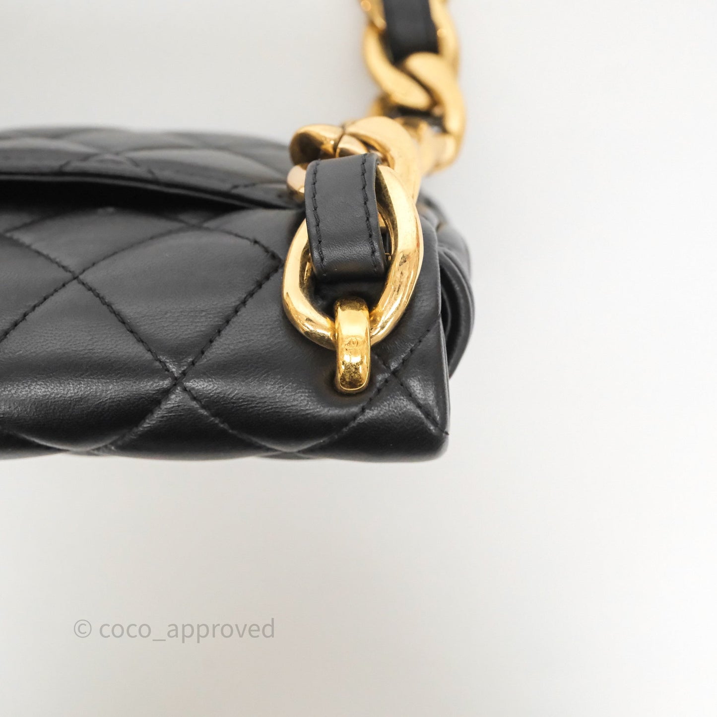 Chanel Small CC Funky Town Flap Quilted Black Lambskin Aged Gold Hardware