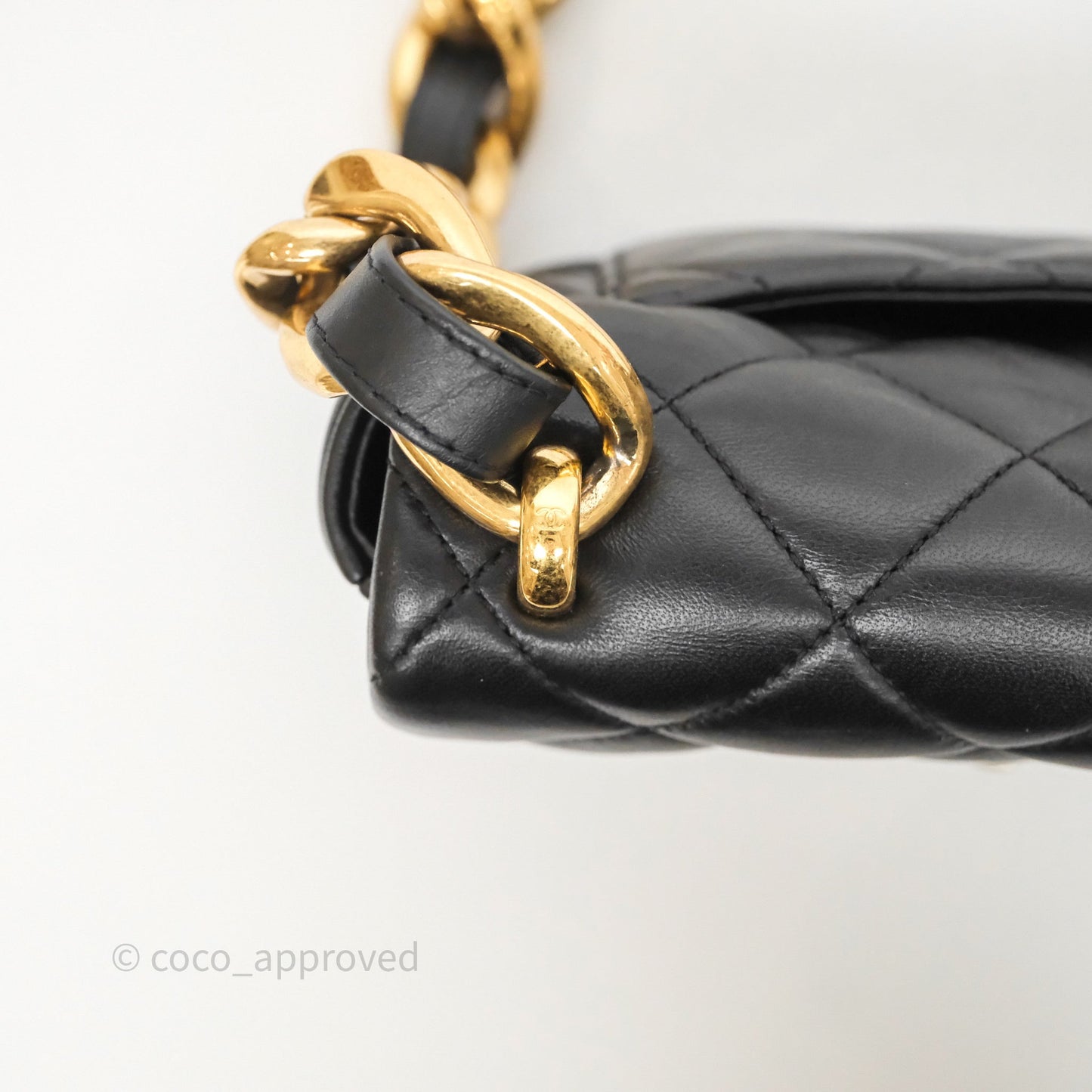 Chanel Small CC Funky Town Flap Quilted Black Lambskin Aged Gold Hardware
