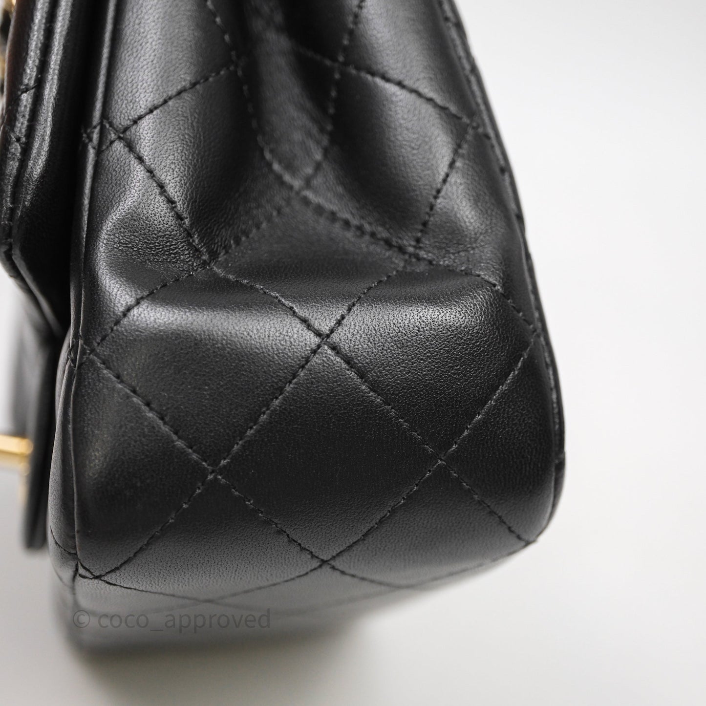 Chanel Mini Square Quilted Black Lambskin Gold Hardware