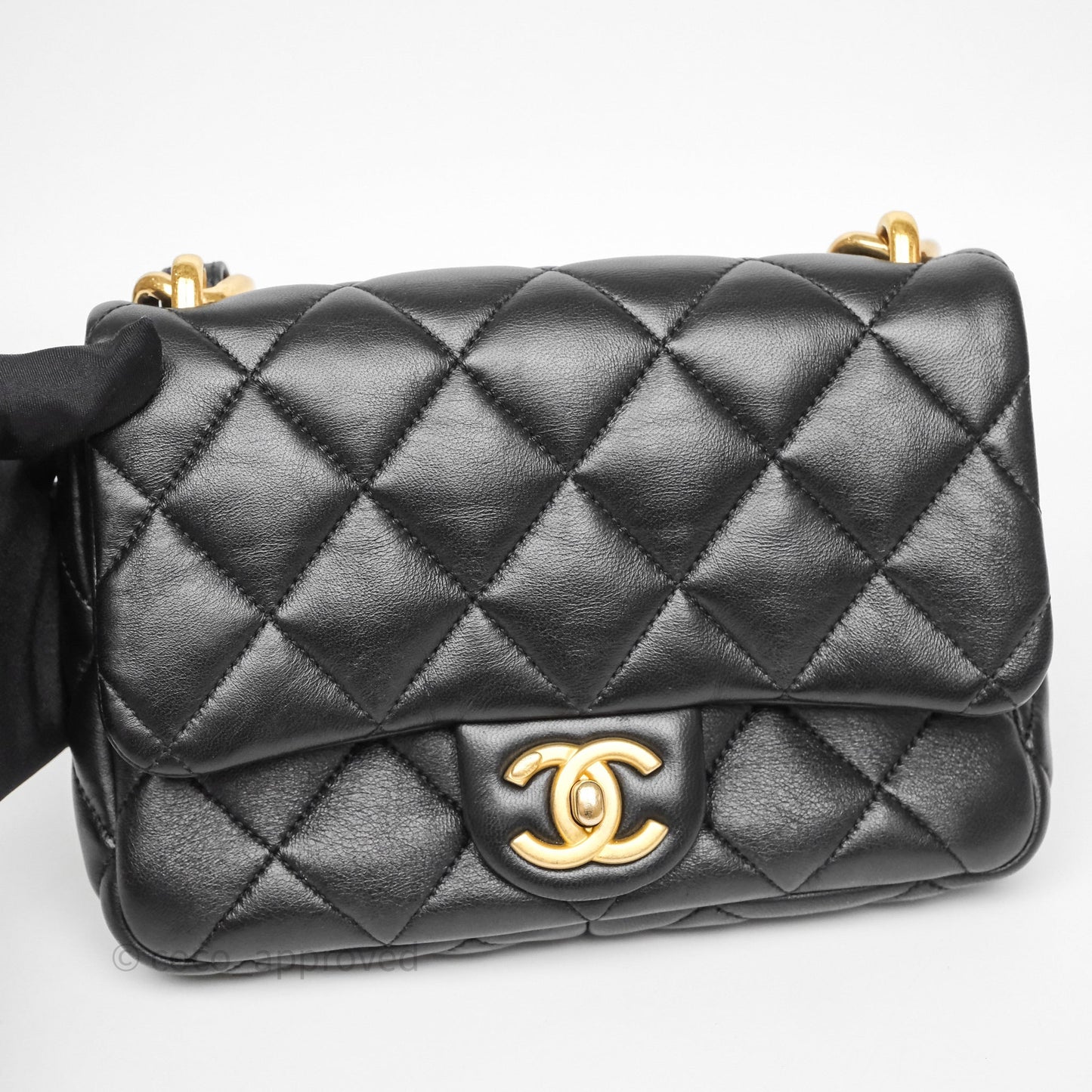 Chanel Small CC Funky Town Flap Quilted Black Lambskin Aged Gold Hardware