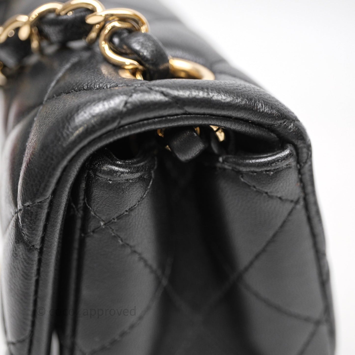 Chanel Mini Square Quilted Black Lambskin Gold Hardware