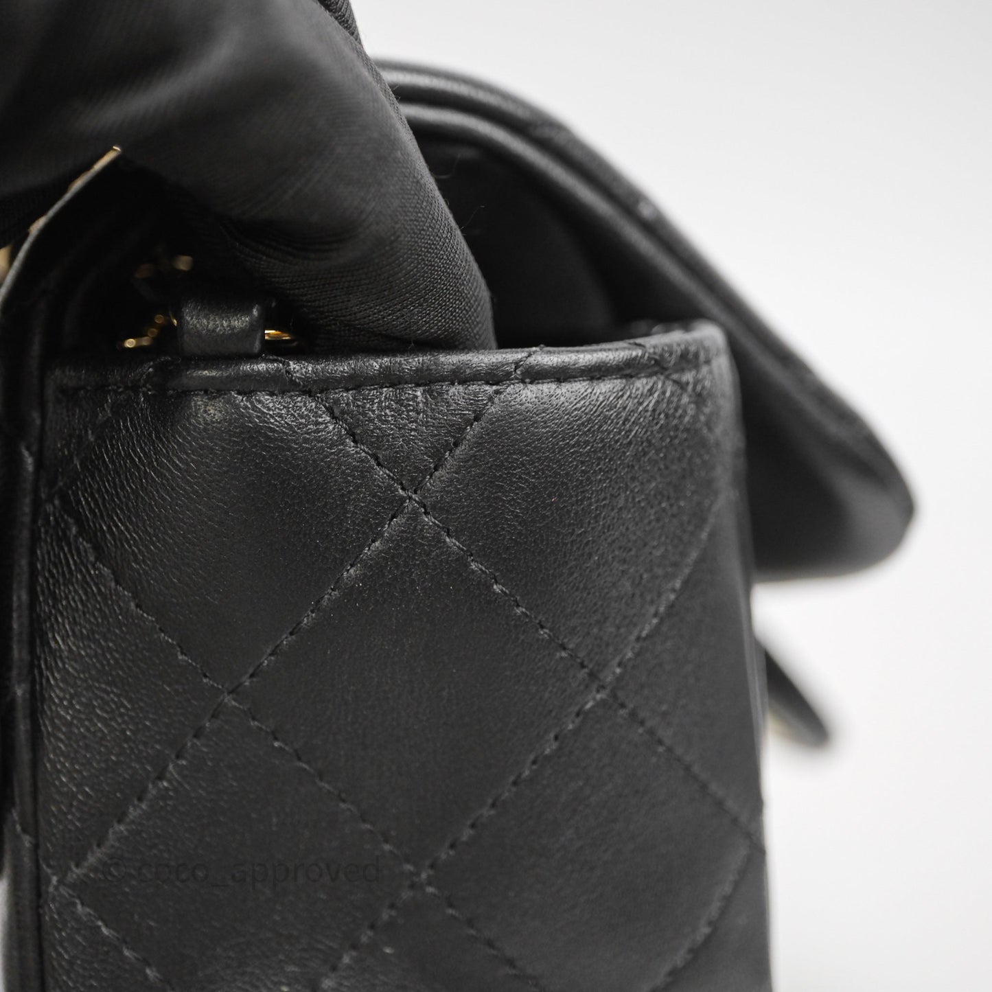 Chanel Mini Square Quilted Black Lambskin Gold Hardware