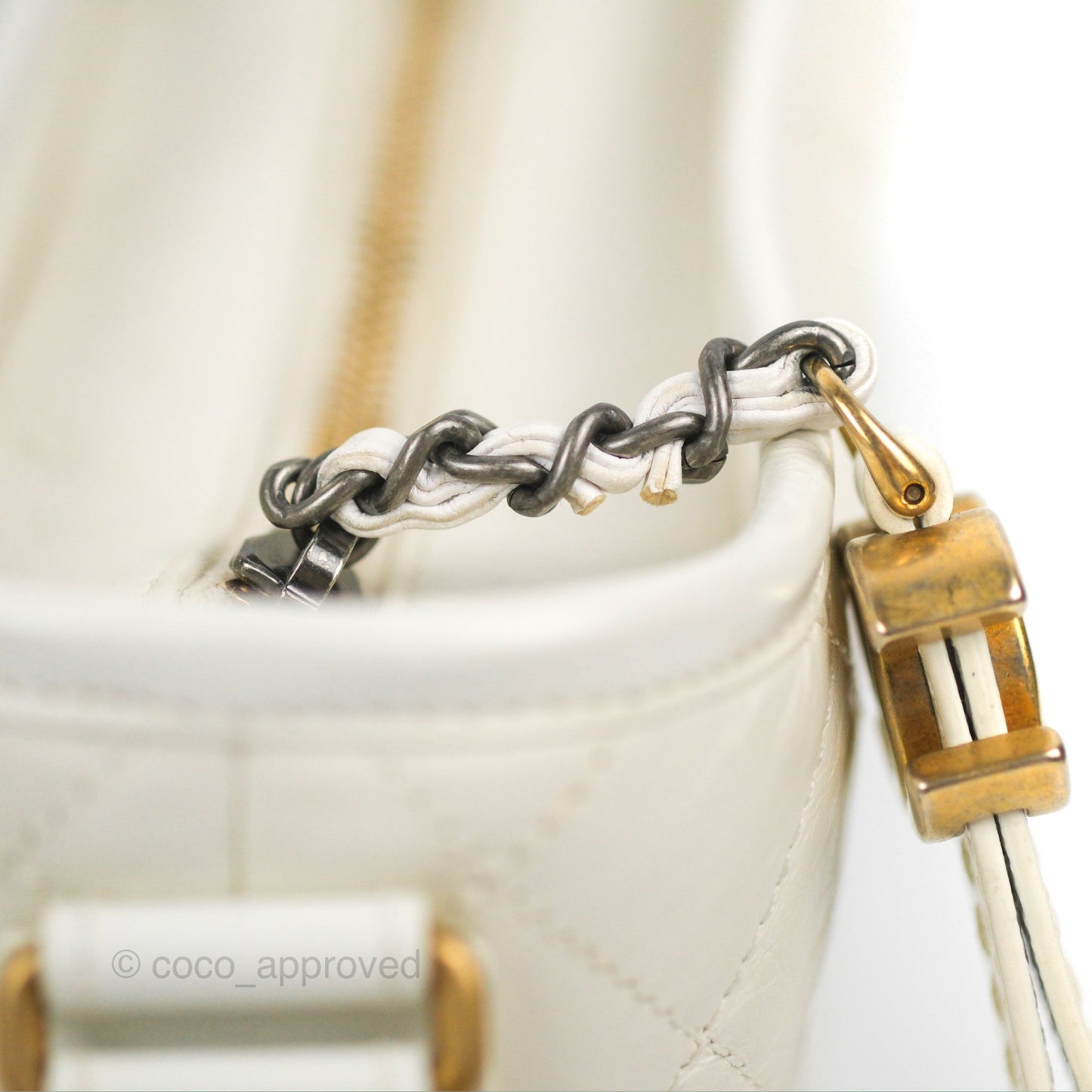 Chanel Quilted Small Gabrielle Hobo White Aged Calfskin Mixed Hardware