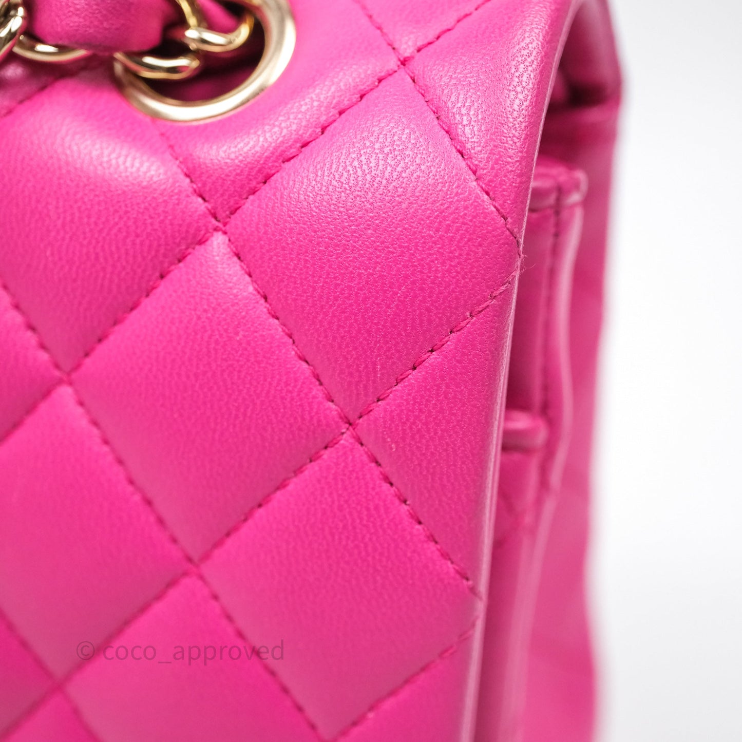 Chanel Classic M/L Medium Flap Quilted Hot Pink Lambskin Gold Hardware