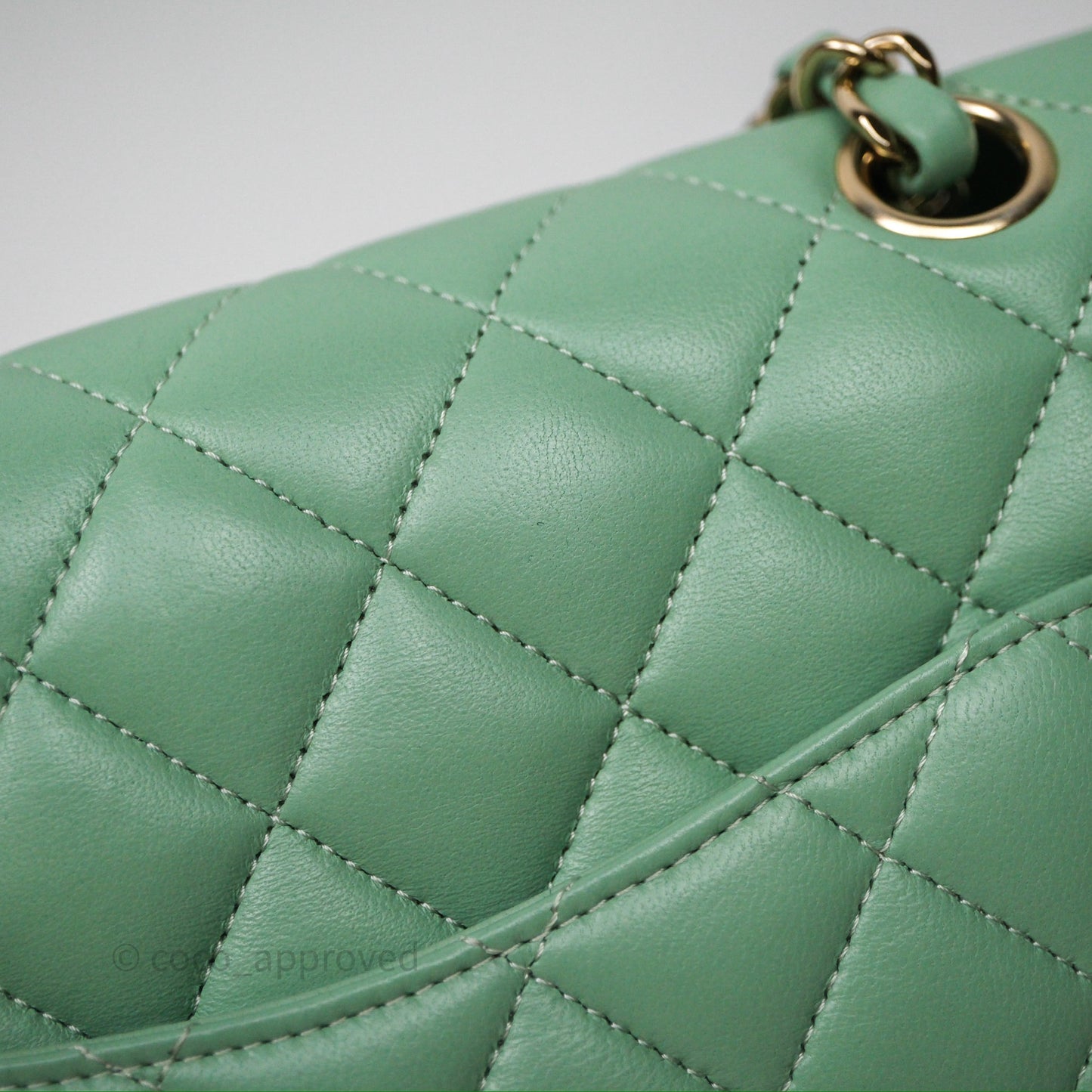 Chanel Small Classic Flap Quilted Mint Green Lambskin Gold Hardware