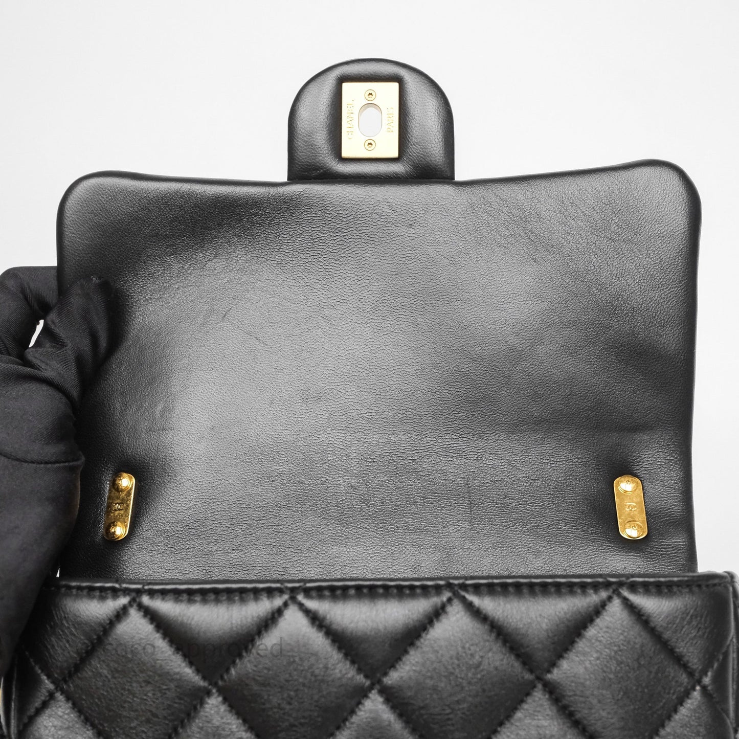 Chanel Small CC Funky Town Flap Quilted Black Lambskin Aged Gold Hardware