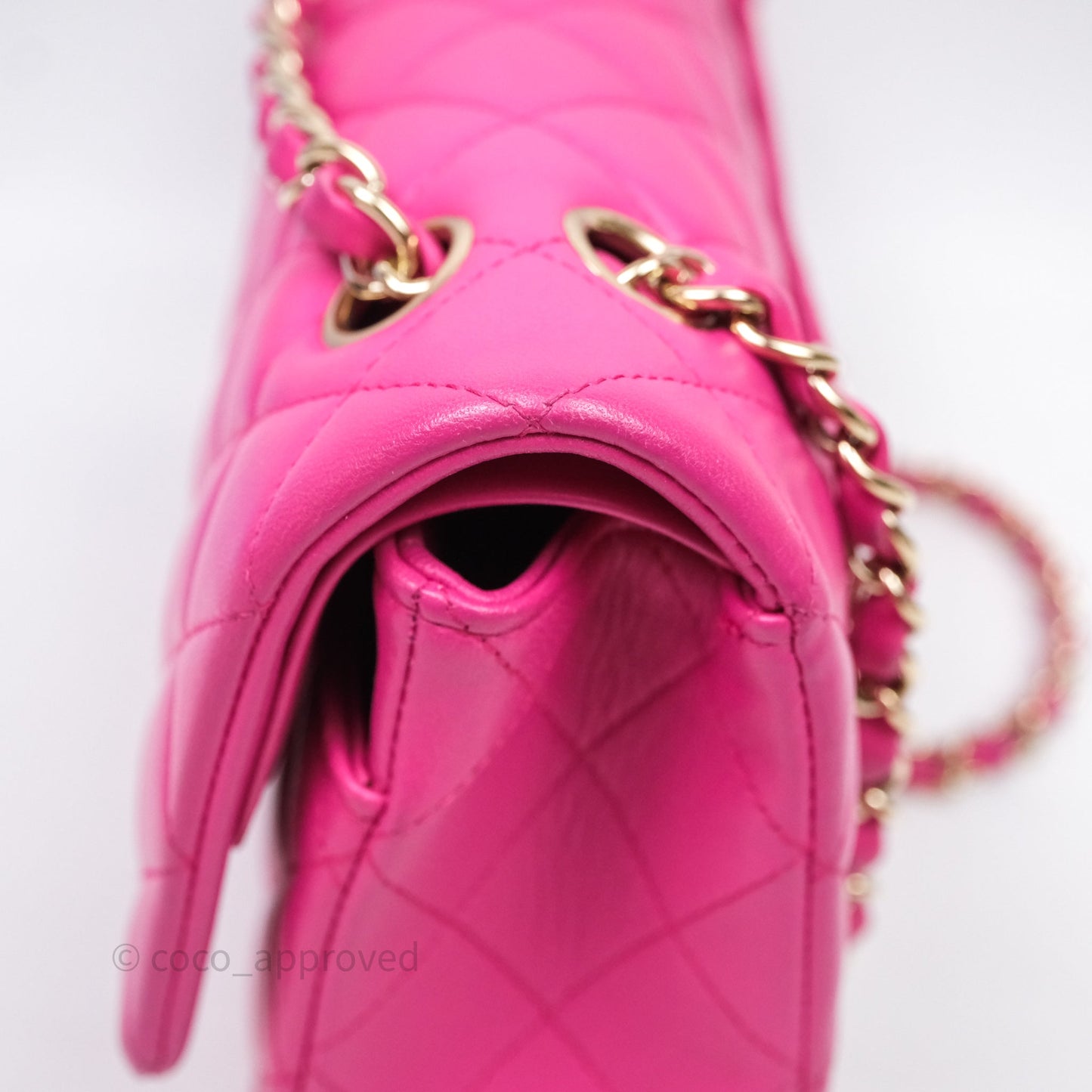 Chanel Classic M/L Medium Flap Quilted Hot Pink Lambskin Gold Hardware